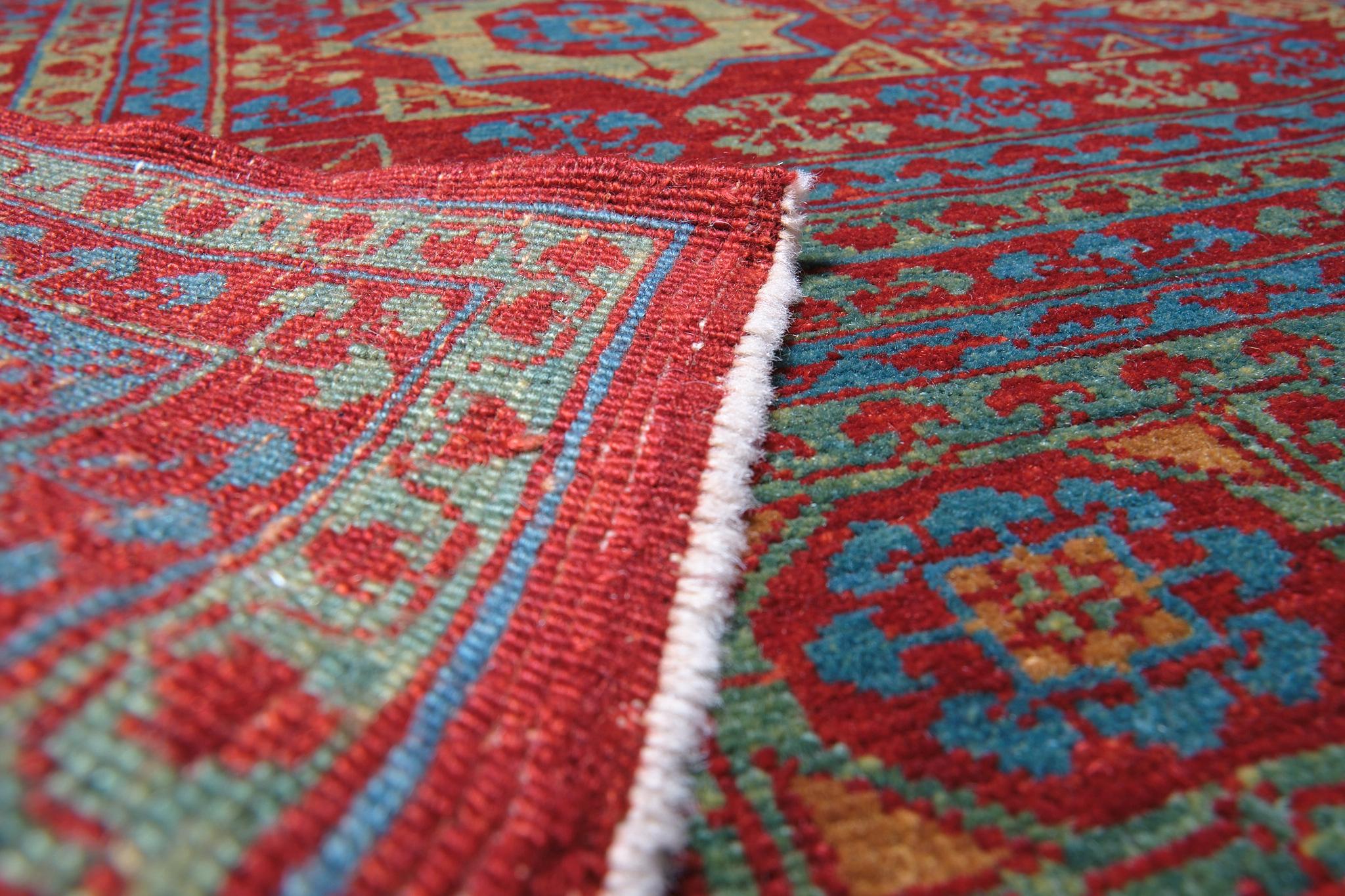 Hand-Knotted Ararat Rugs Mamluk Rug with Central Star, 16th C. Revival Carpet, Natural Dyed For Sale