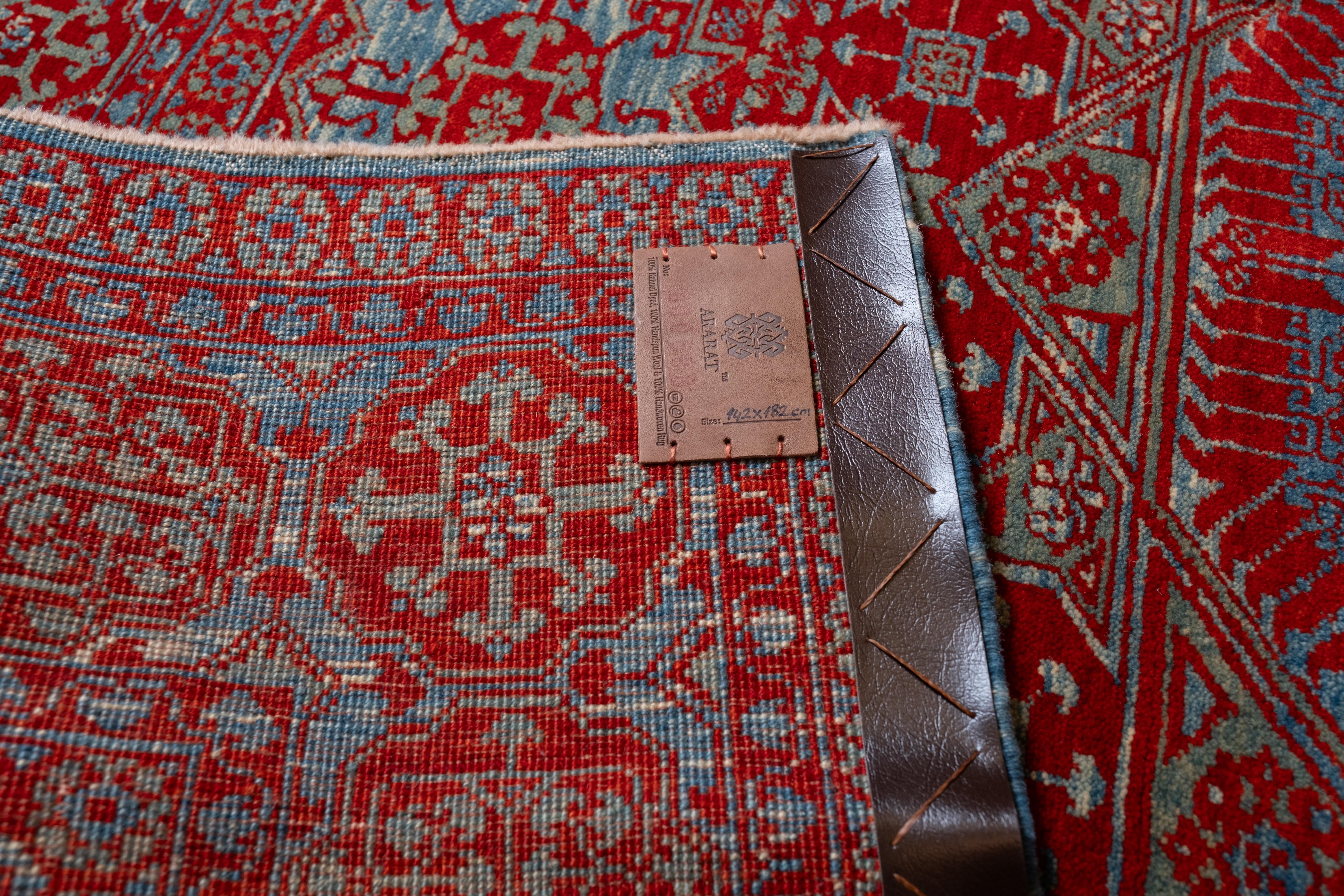 Turkish Ararat Rugs Mamluk Rug with Central Star 16th Cent. Revival Carpet Natural Dyed For Sale