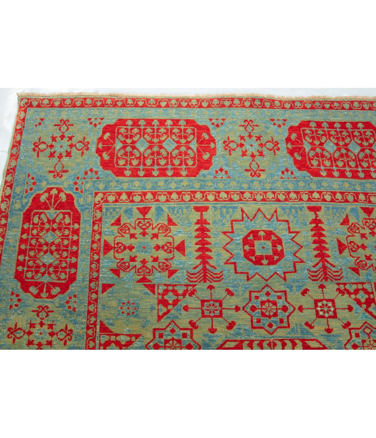 Turkish Ararat Rugs Mamluk Rug with Central Star 16th Cent. Revival Carpet Natural Dyed For Sale