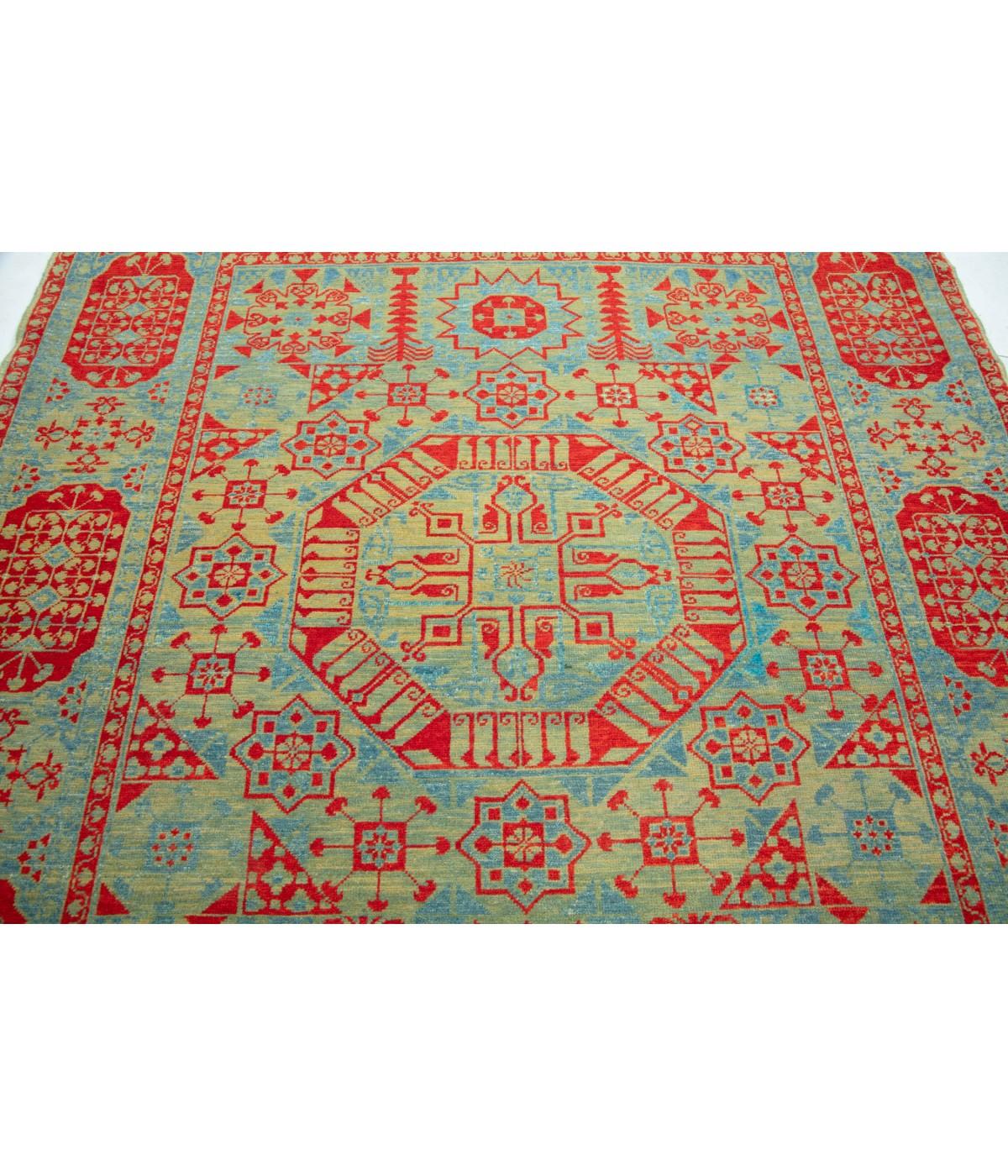 Vegetable Dyed Ararat Rugs Mamluk Rug with Central Star 16th Cent. Revival Carpet Natural Dyed For Sale