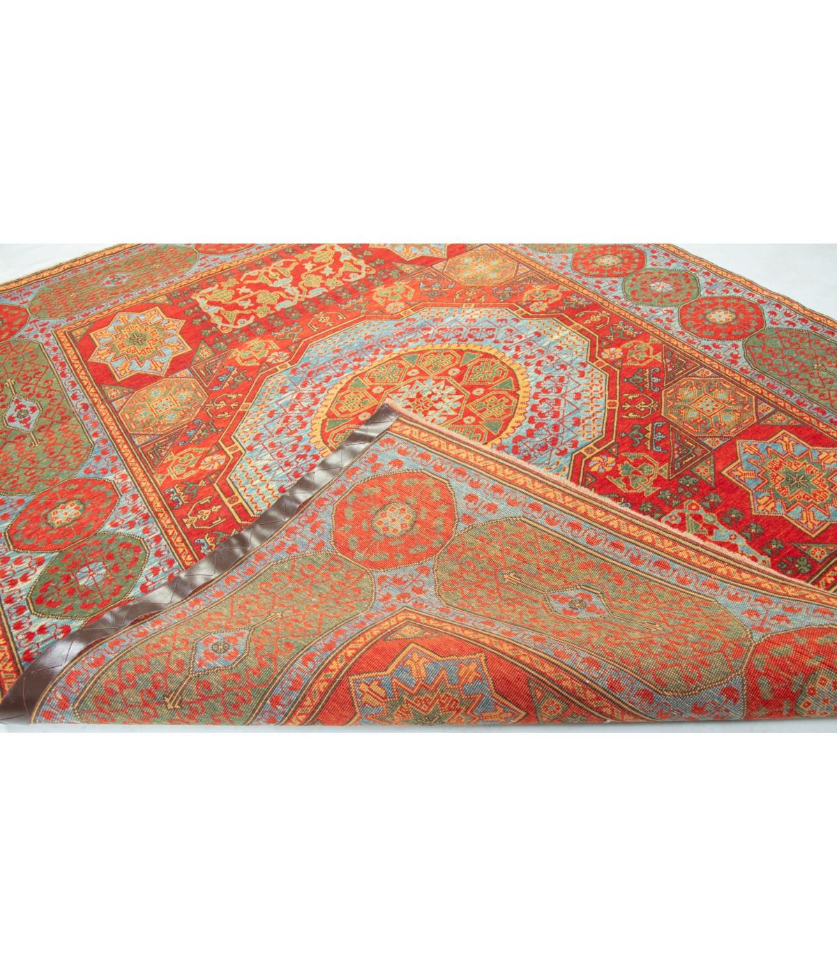 Wool Ararat Rugs Mamluk Rug with Central Star 16th Cent. Revival Carpet Natural Dyed For Sale