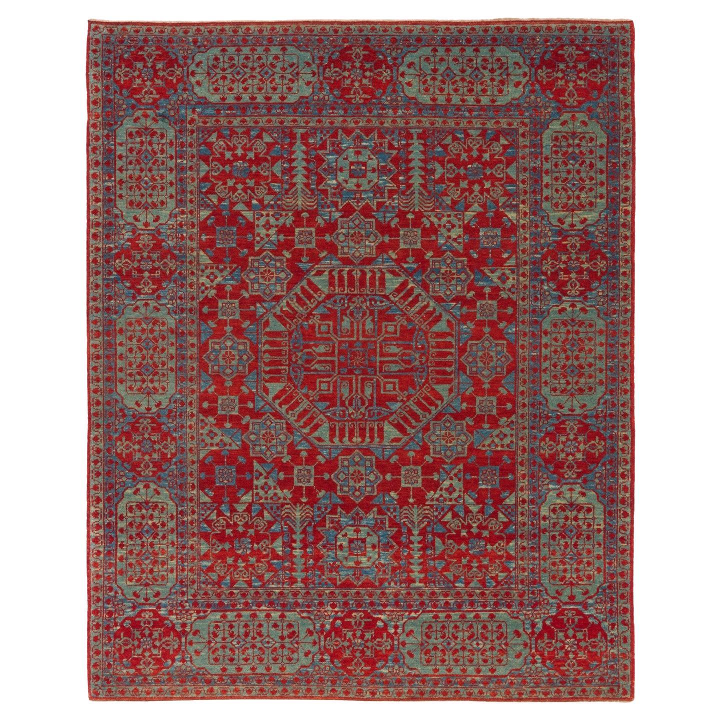 Ararat Rugs Mamluk Rug with Central Star 16th Cent. Revival Carpet Natural Dyed For Sale