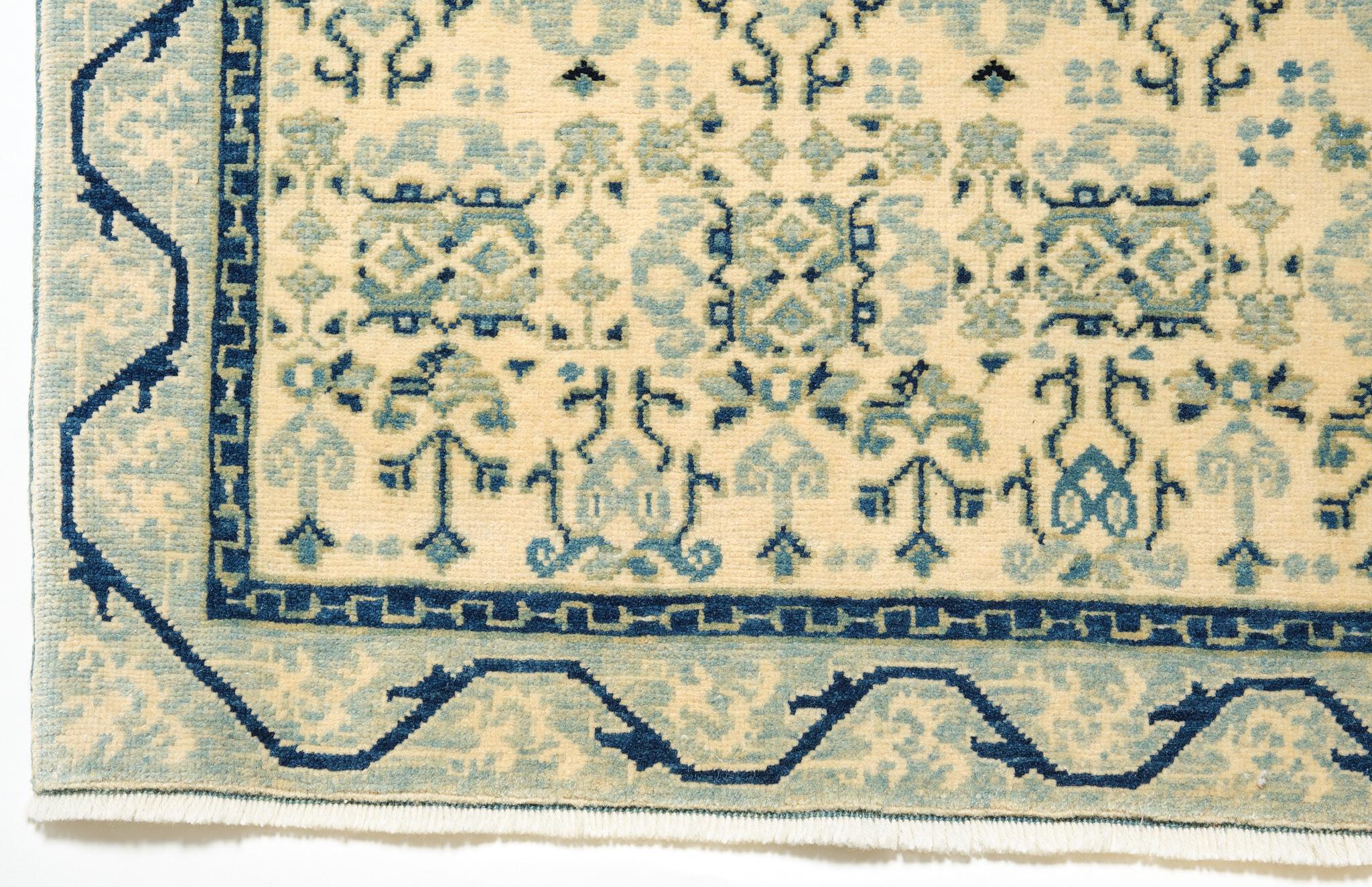 The source of rug comes from the David Collection, Copenhagen. This rug with the Cusped Medallion was designed in the early 16th-century rug by Mamluk Sultane of Cairo, Egypt. Once in the Hirth Collection, and later with Ulrich Schürmann in 1965,