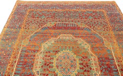 Ararat Rugs Mamluk Rug with Cusped Medallion Antique Revival Carpet Natural Dyed