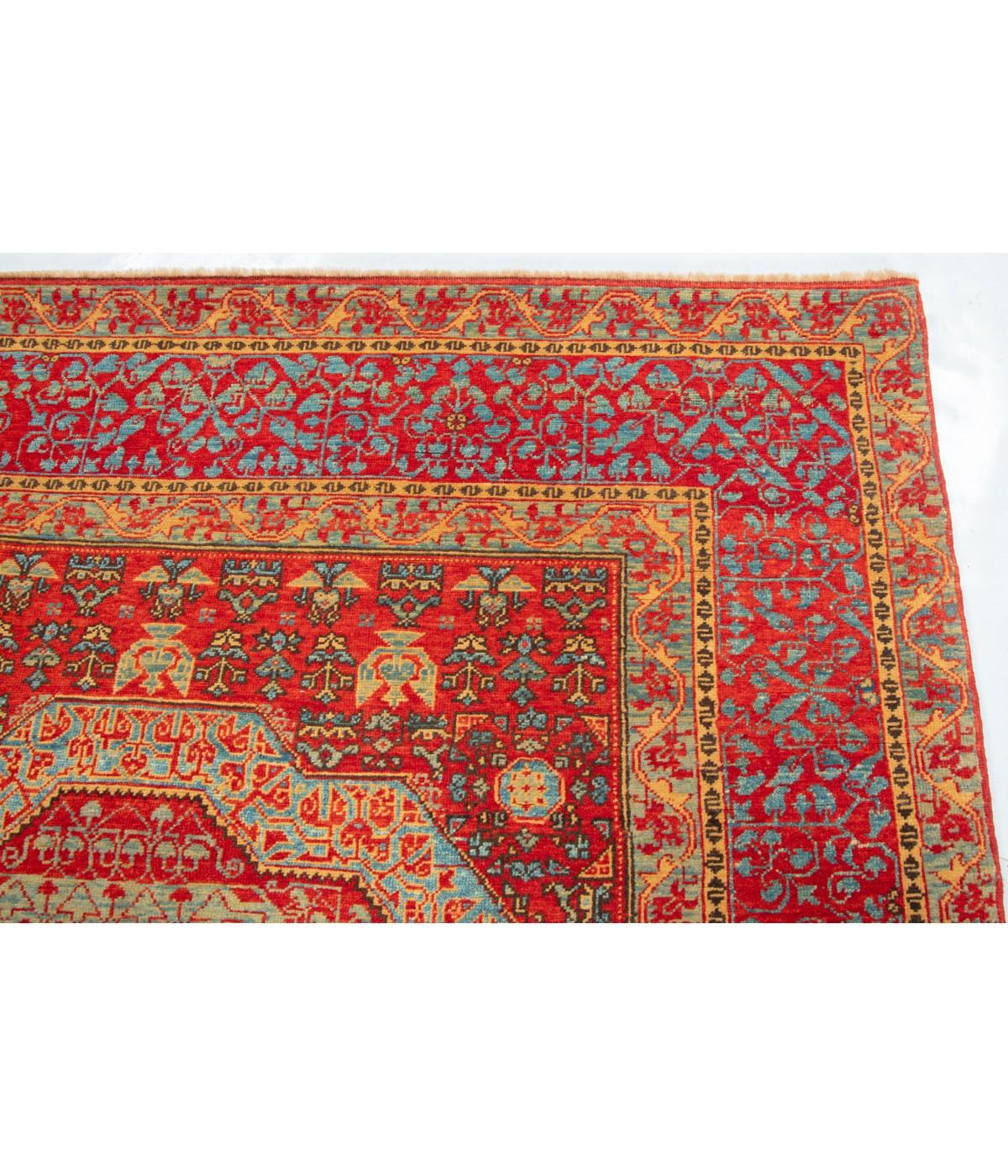 Turkish Ararat Rugs Mamluk Rug with Cusped Medallion Antique Revival Carpet Natural Dyed