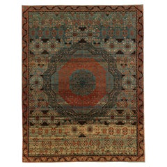 Ararat Rugs Mamluk Rug with Cusped Medallion Antique Revival Carpet Natural Dyed