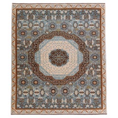 Ararat Rugs Mamluk Rug with Cusped Medallion Antique Revival Carpet Natural Dyed