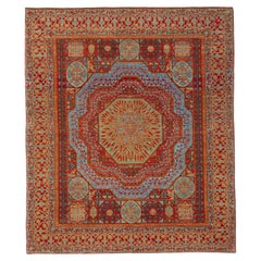 Ararat Rugs Mamluk Rug with Cusped Medallion Antique Revival Carpet Natural Dyed
