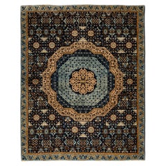 Ararat Rugs Mamluk Rug with Cusped Medallion Antique Revival Carpet Natural Dyed