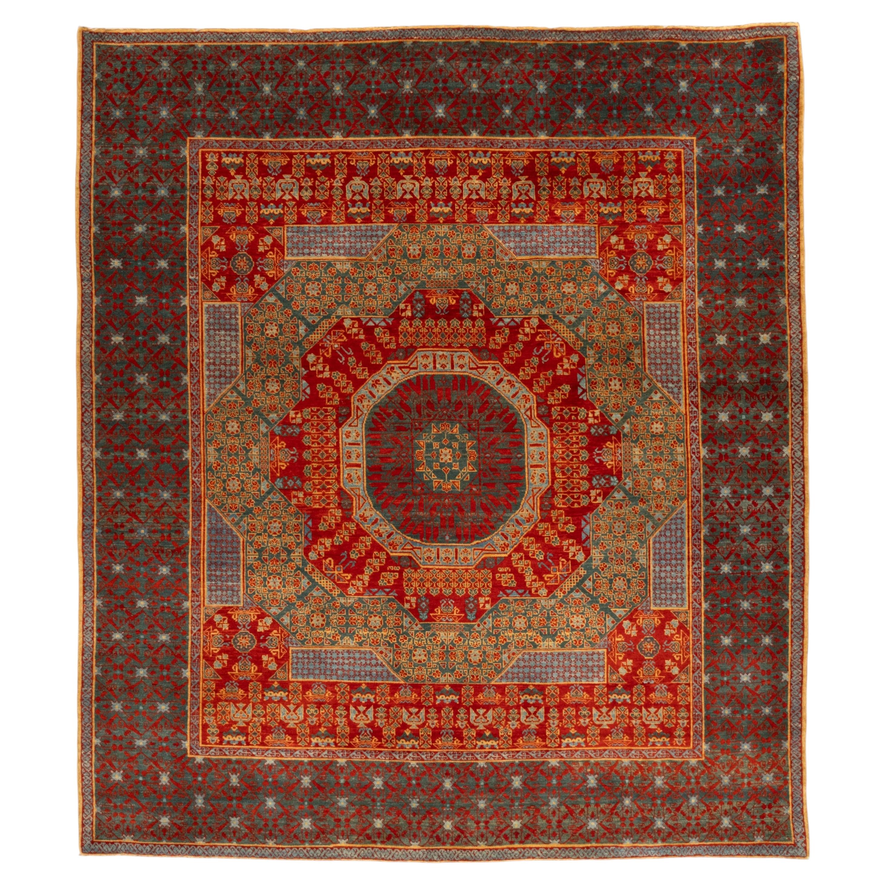 Ararat Rugs Mamluk Rug with Cusped Medallion Antique Revival Carpet Natural Dyed