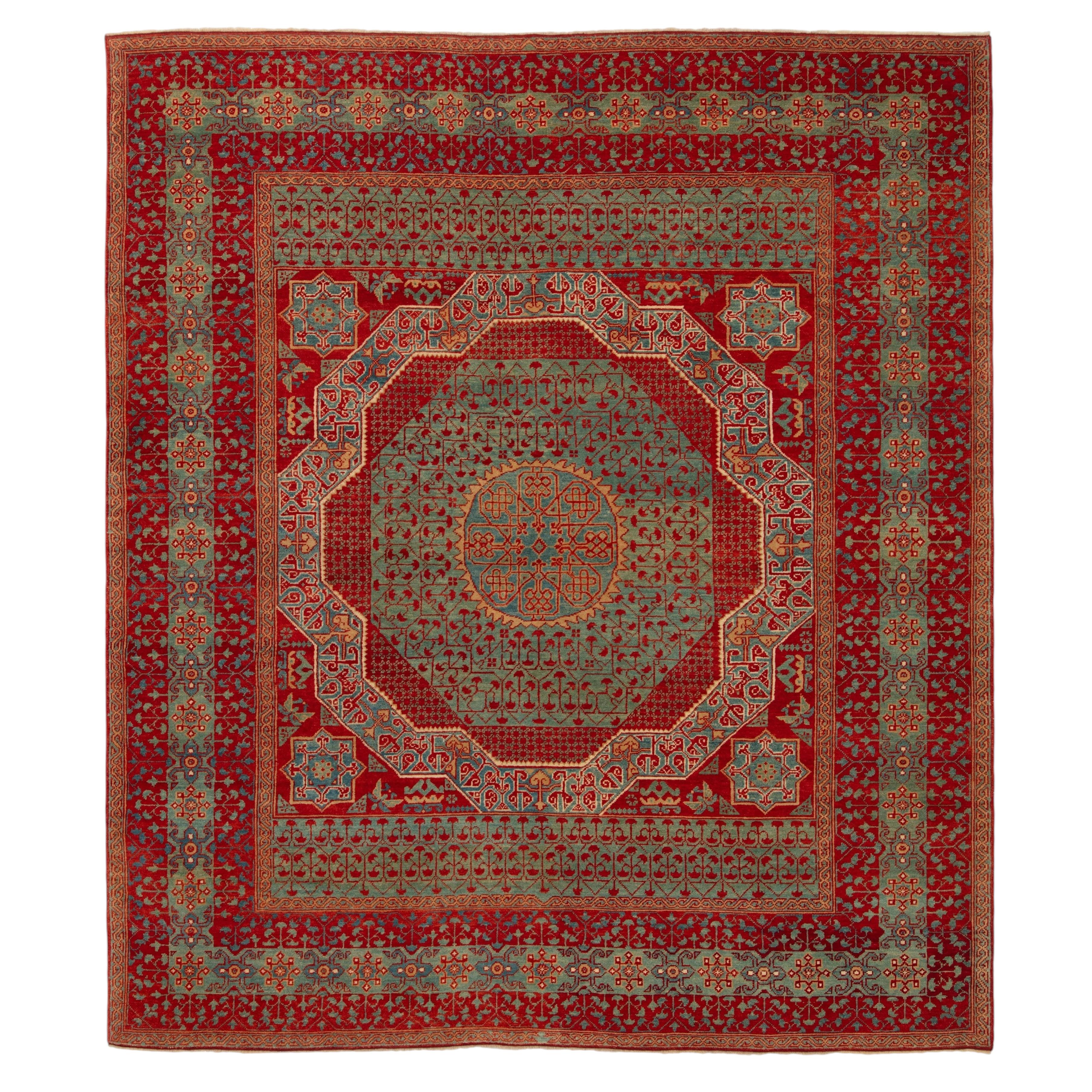 Ararat Rugs Mamluk Cusped Medallion Design Antique Revival Carpet Natural Dyed