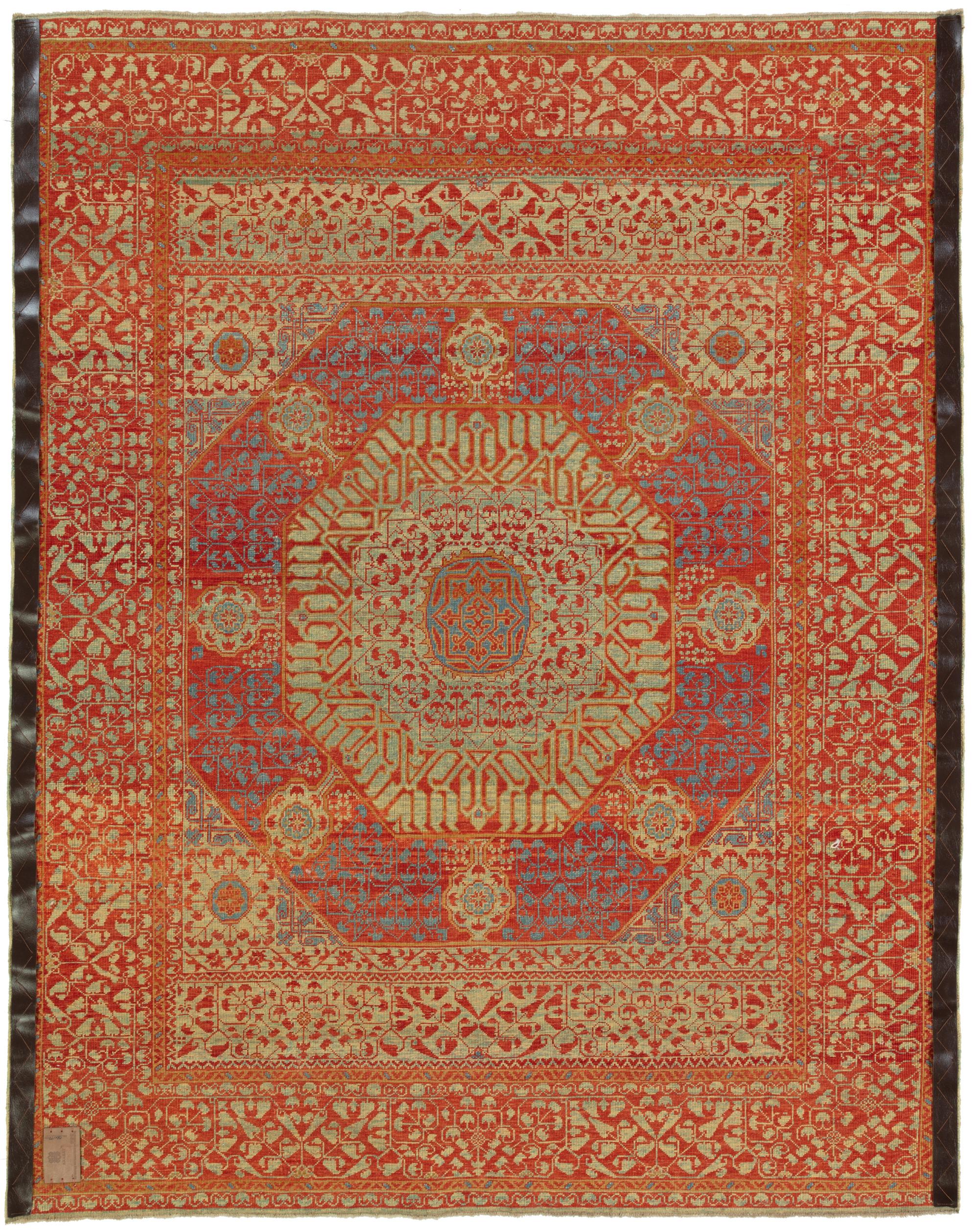 The design source of the rug comes from the book Renaissance of Islam, Art of the Mamluks, Esin Atil, Smithsonian Institution Press, Washington D.C., 1981 nr.128. This rug with a large central octagon was designed in the early 16th-century rug by