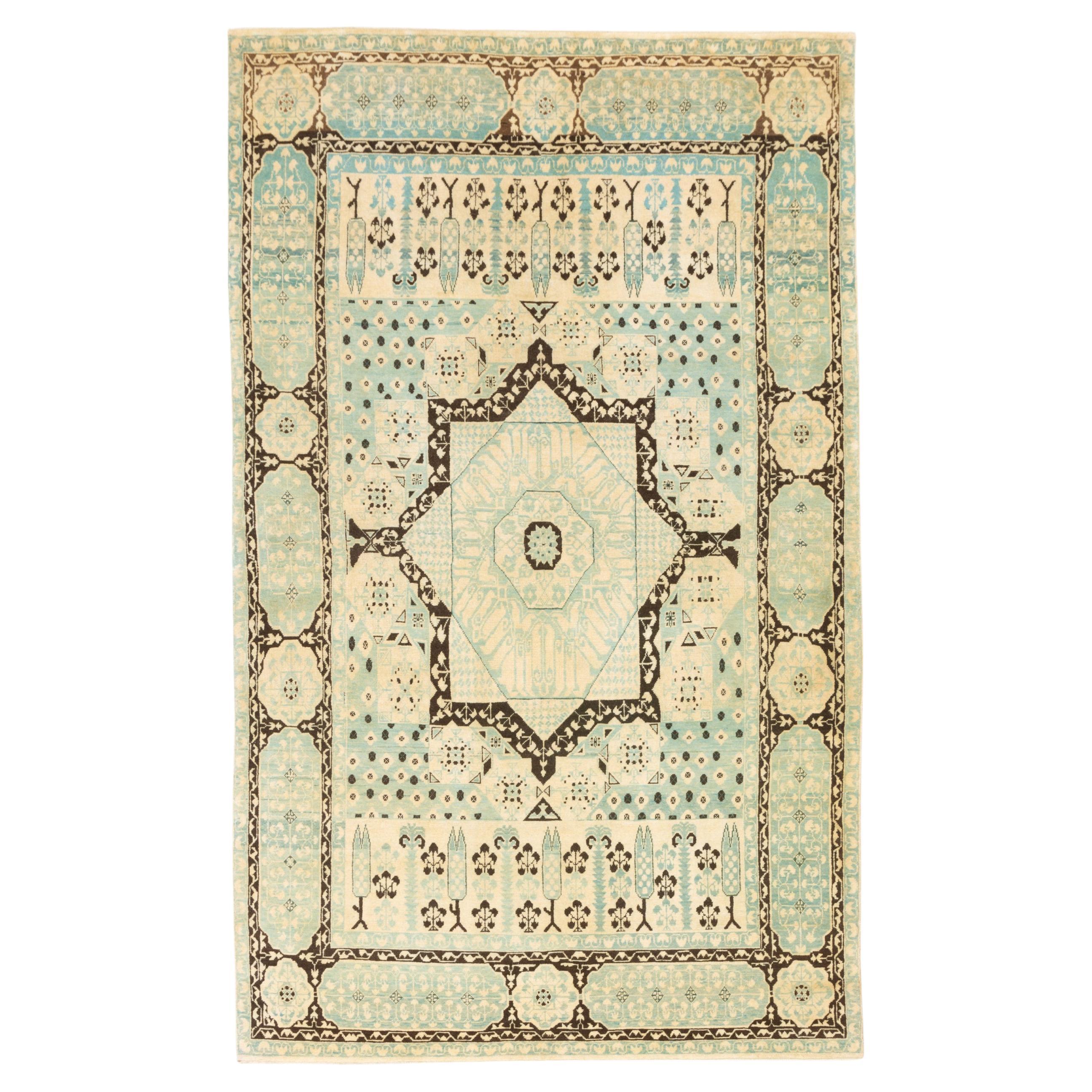 Ararat Rugs Mamluk Rug with Palm Trees and Cypresses Revival Carpet Natural Dyed For Sale