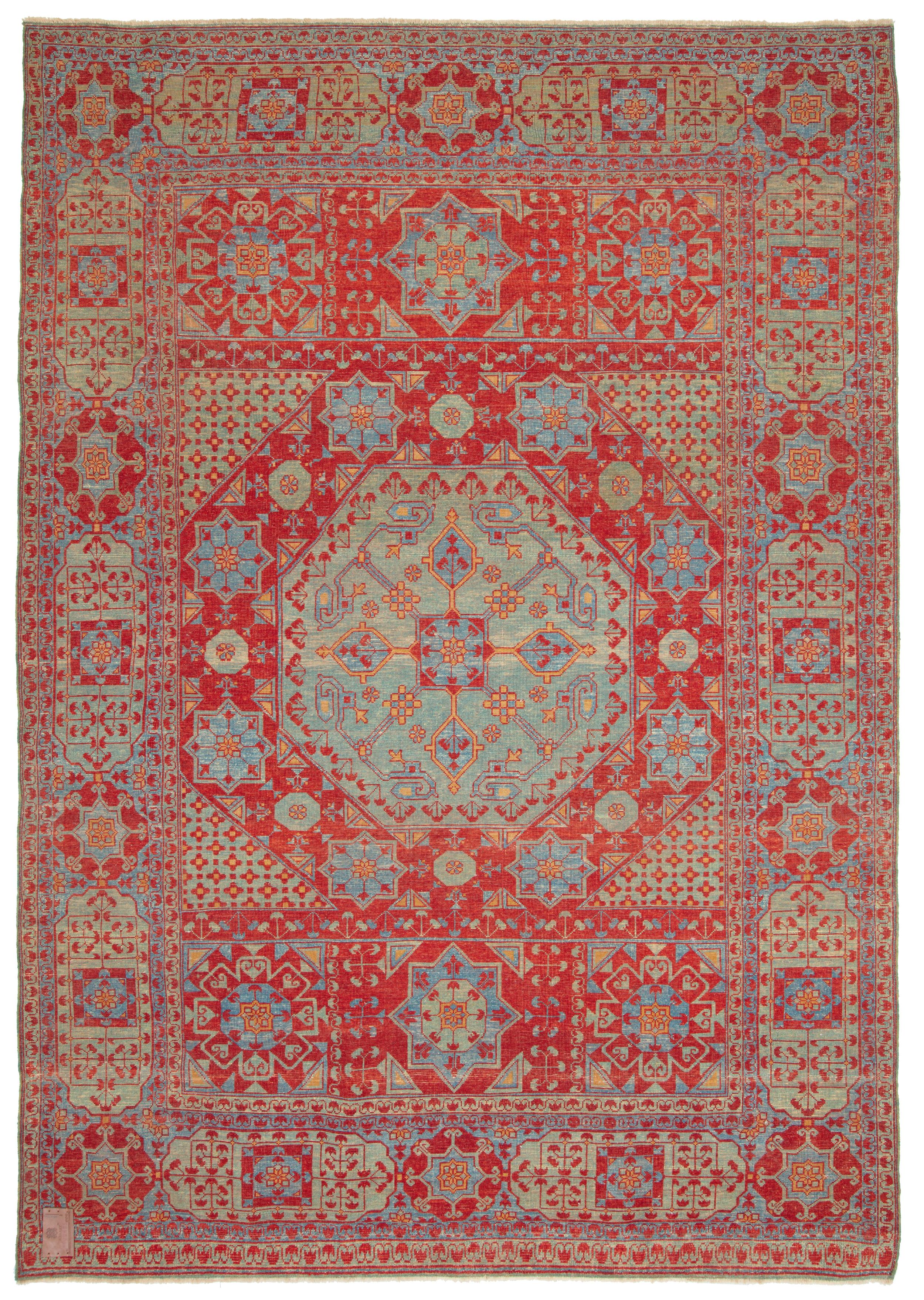 Ararat Rugs Mamluken Teppich mit Ra's Eye Design Mamlouk Ägypten Wiedergeburtsteppich (Pflanzlich gefärbt) im Angebot
