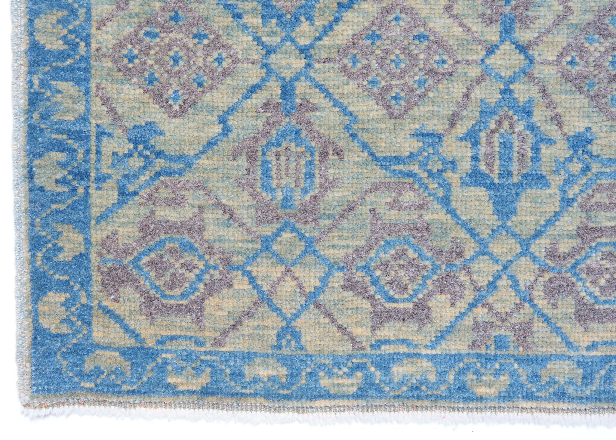 This lattice pattern is composed of palmettes and leaves filling the various compartments against the imposing ground. One has the impression that it is only part of a larger scheme designed 15th century rug from the Mamluk era, Cairo region, Eygpt.