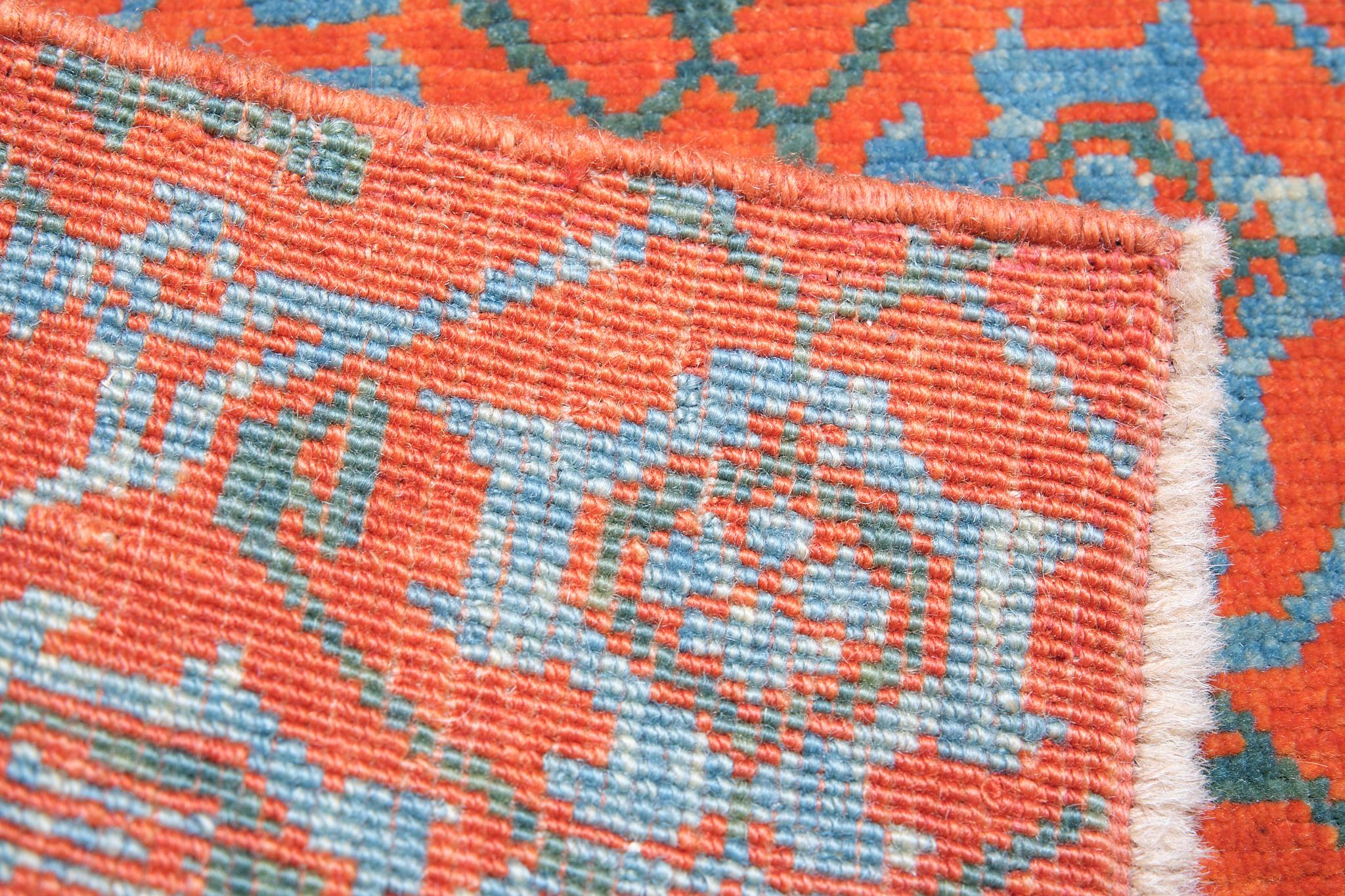 Hand-Woven Ararat Rugs Mamluk Wagireh Rug Lattice Pattern Revival Carpet Natural Dyed For Sale