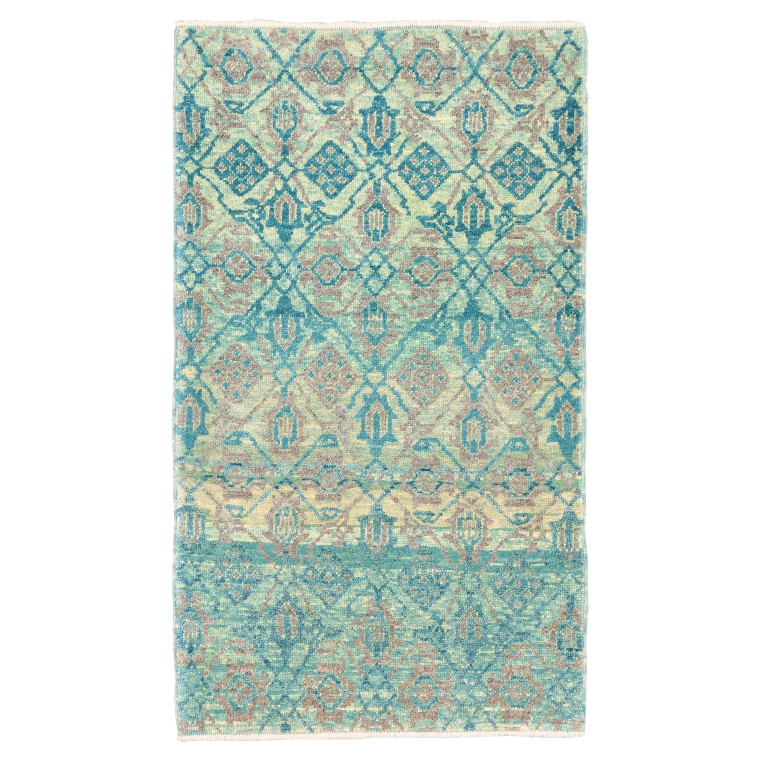 Ararat-Teppich Mamluk Wagireh Teppich Gittermuster Revival Teppich natürlich gefärbt im Angebot