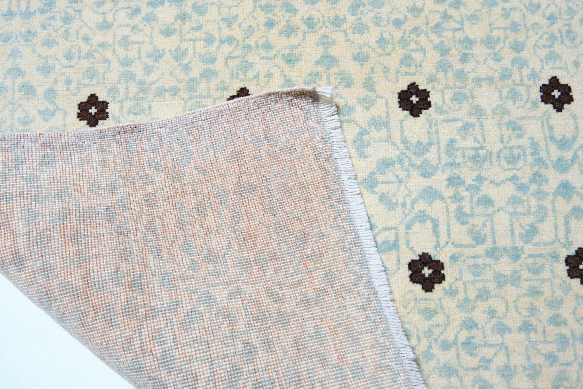 Turkish Ararat Rugs Mamluk Wagireh Rug Leaf Lattice Design, Revival Carpet Natural Dyed For Sale