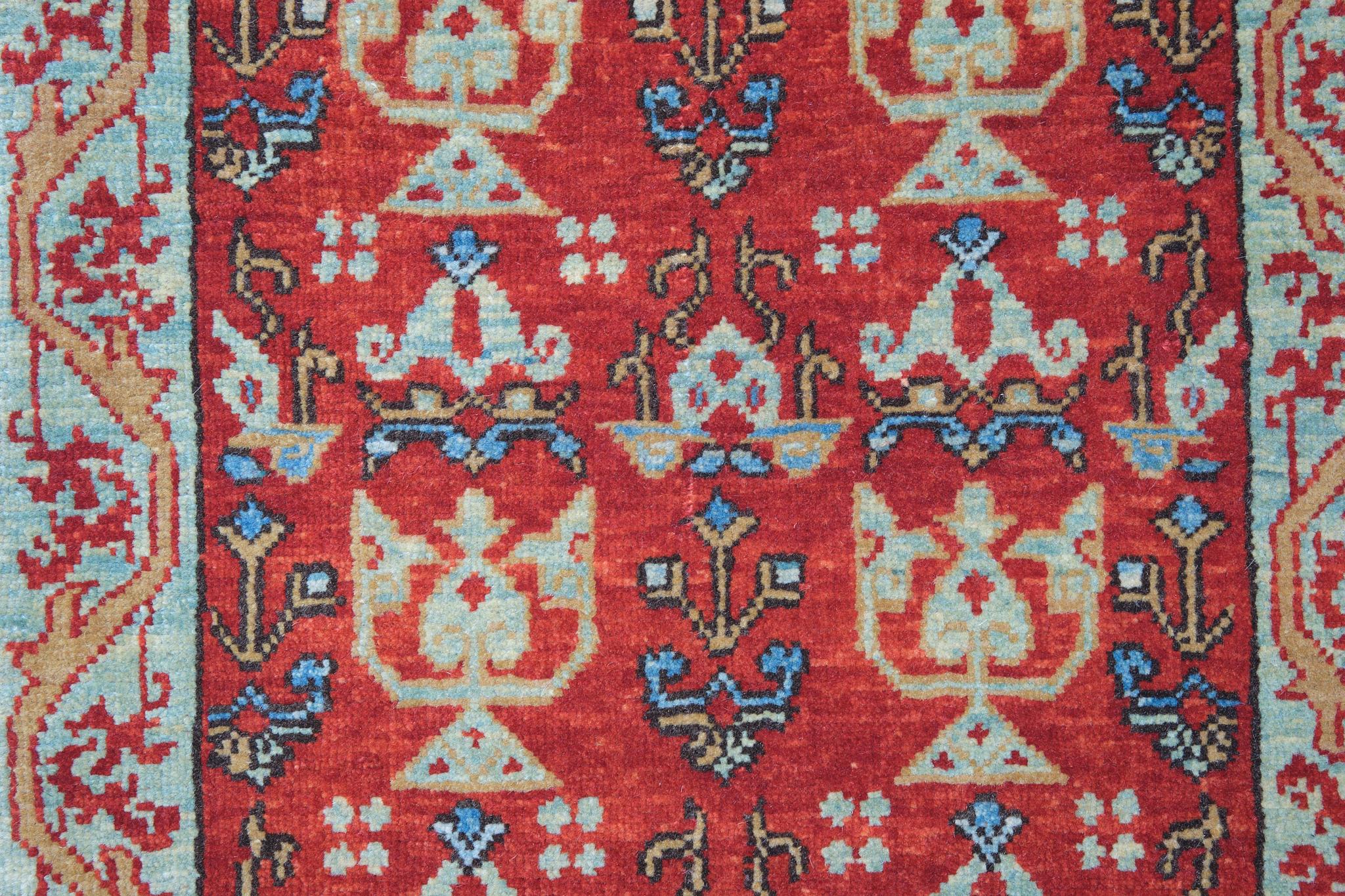 Turkish Ararat Rugs Mamluk Wagireh Rug with Candelabra Elems Revival Carpet Natural Dyed For Sale