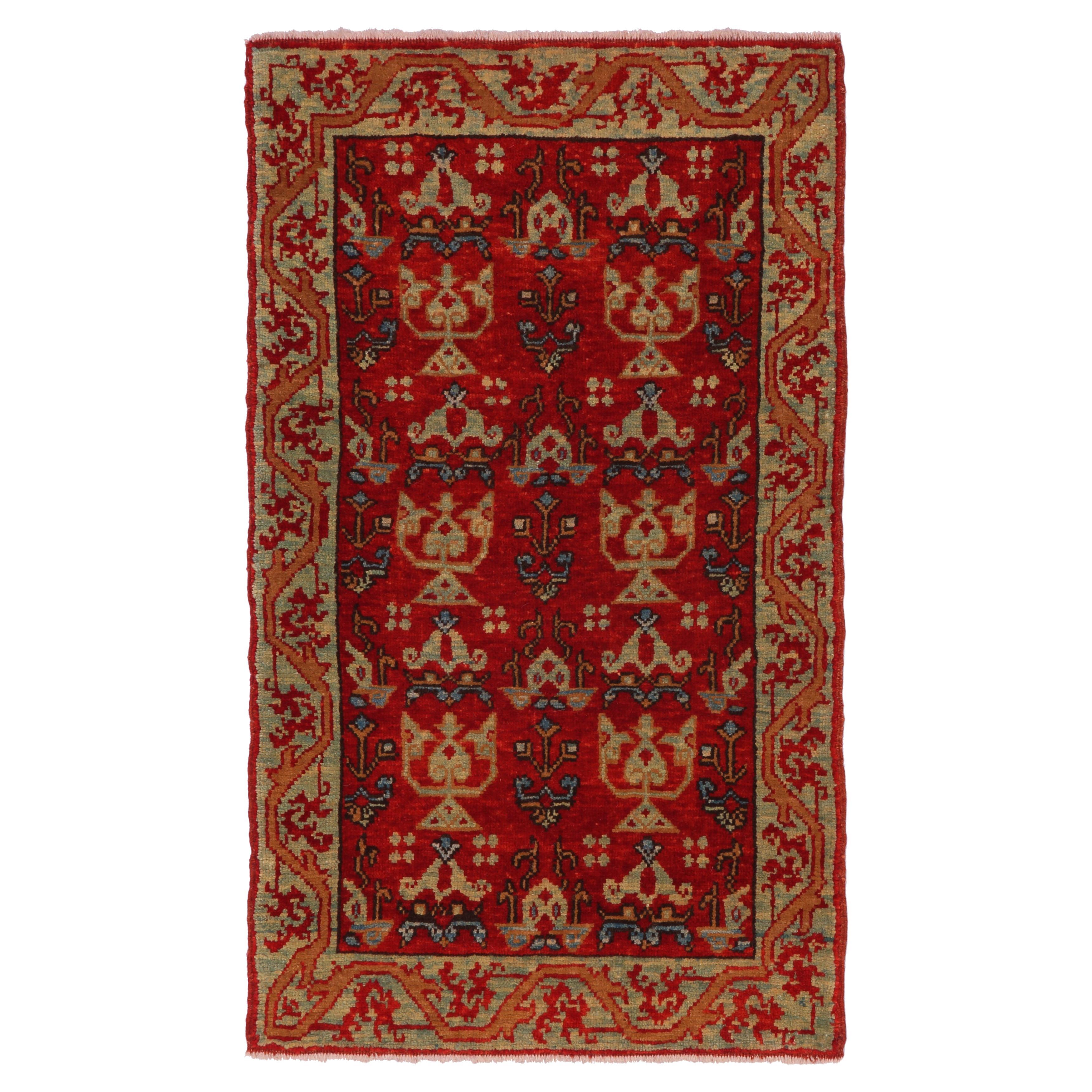 Ararat Rugs Mamluk Wagireh Rug with Candelabra Elems Revival Carpet Natural Dyed For Sale