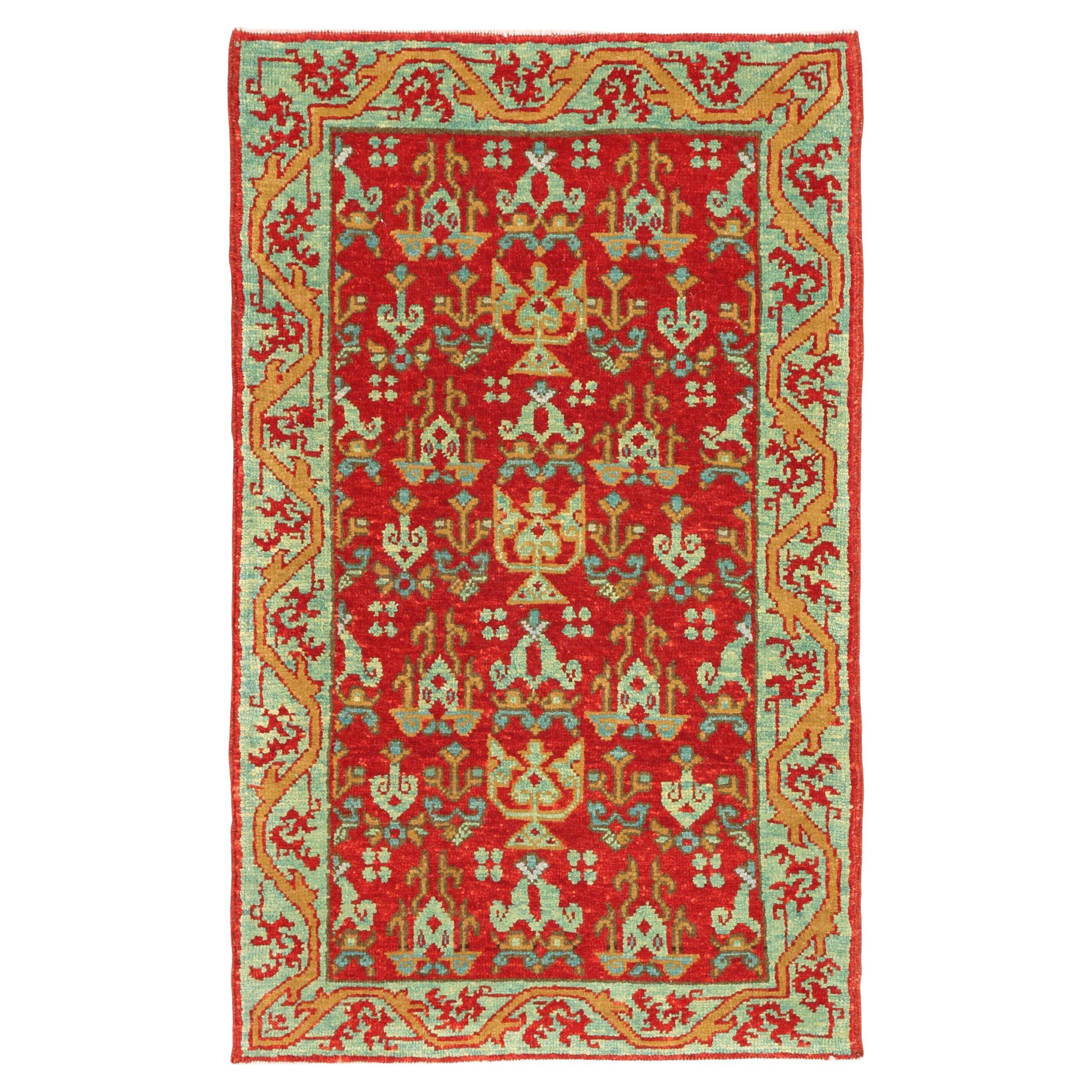 Ararat Rugs Mamluk Wagireh Rug with Candelabra Elems Revival Carpet Natural Dyed