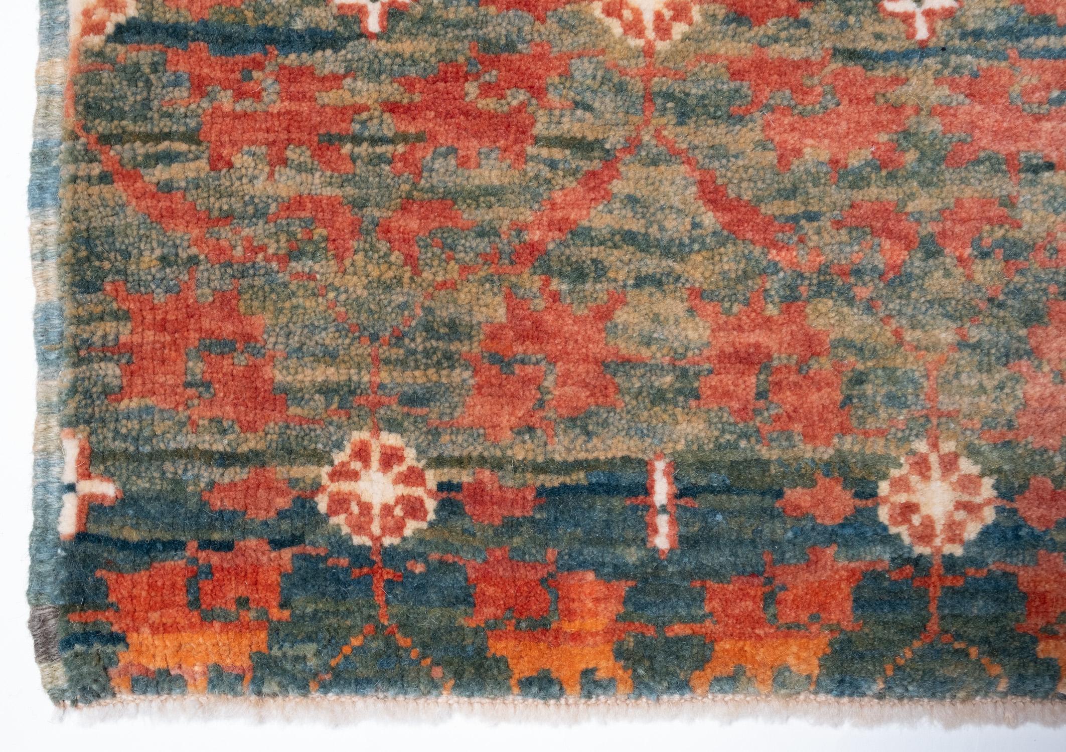 Vegetable Dyed Ararat Rugs Mamluk Wagireh Rug with Flower Lattice Design DoorMat Entrance Mat For Sale