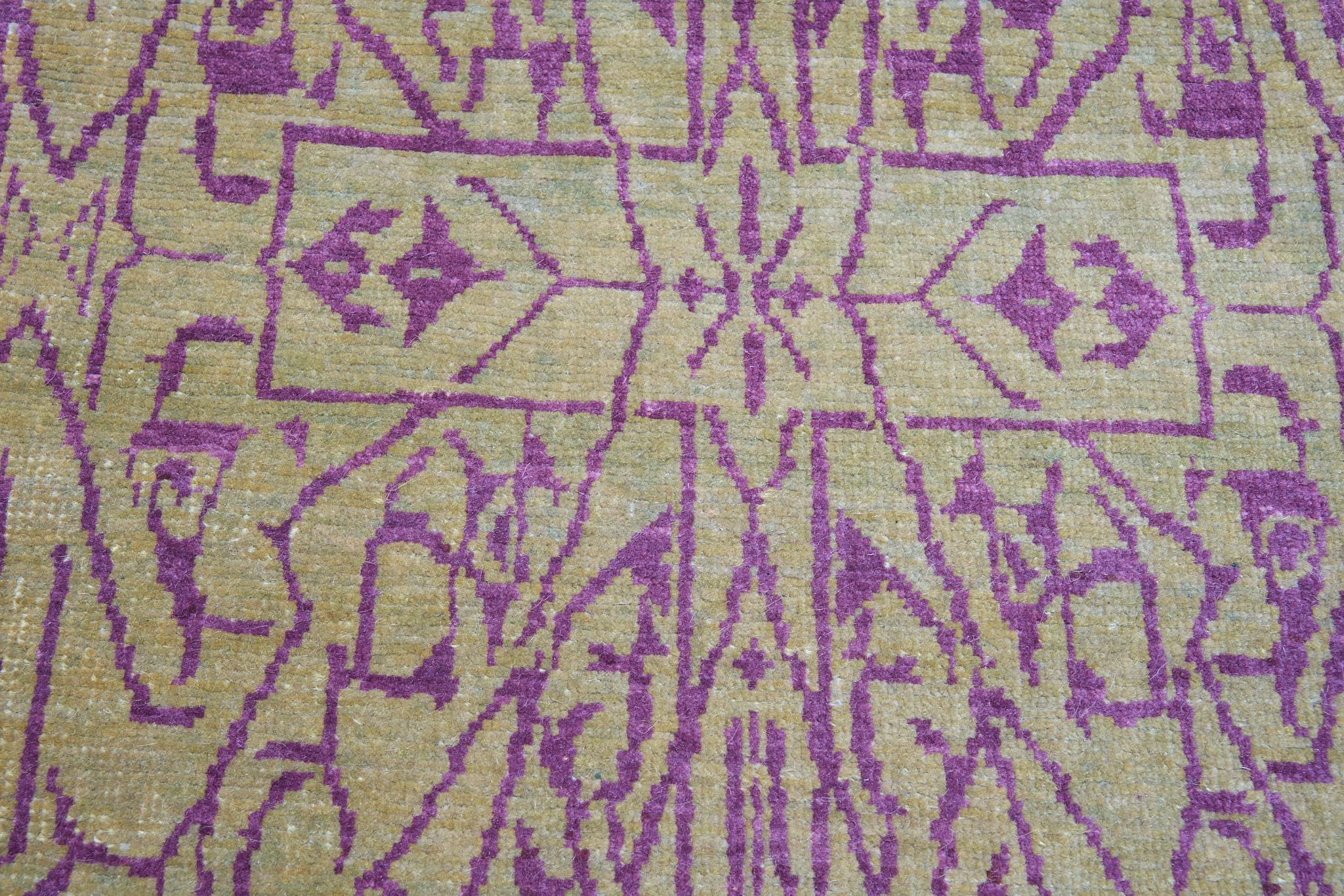 Turkish Ararat Rugs Mamluk Wagireh Rug with Geometric Design Revival Carpet  For Sale