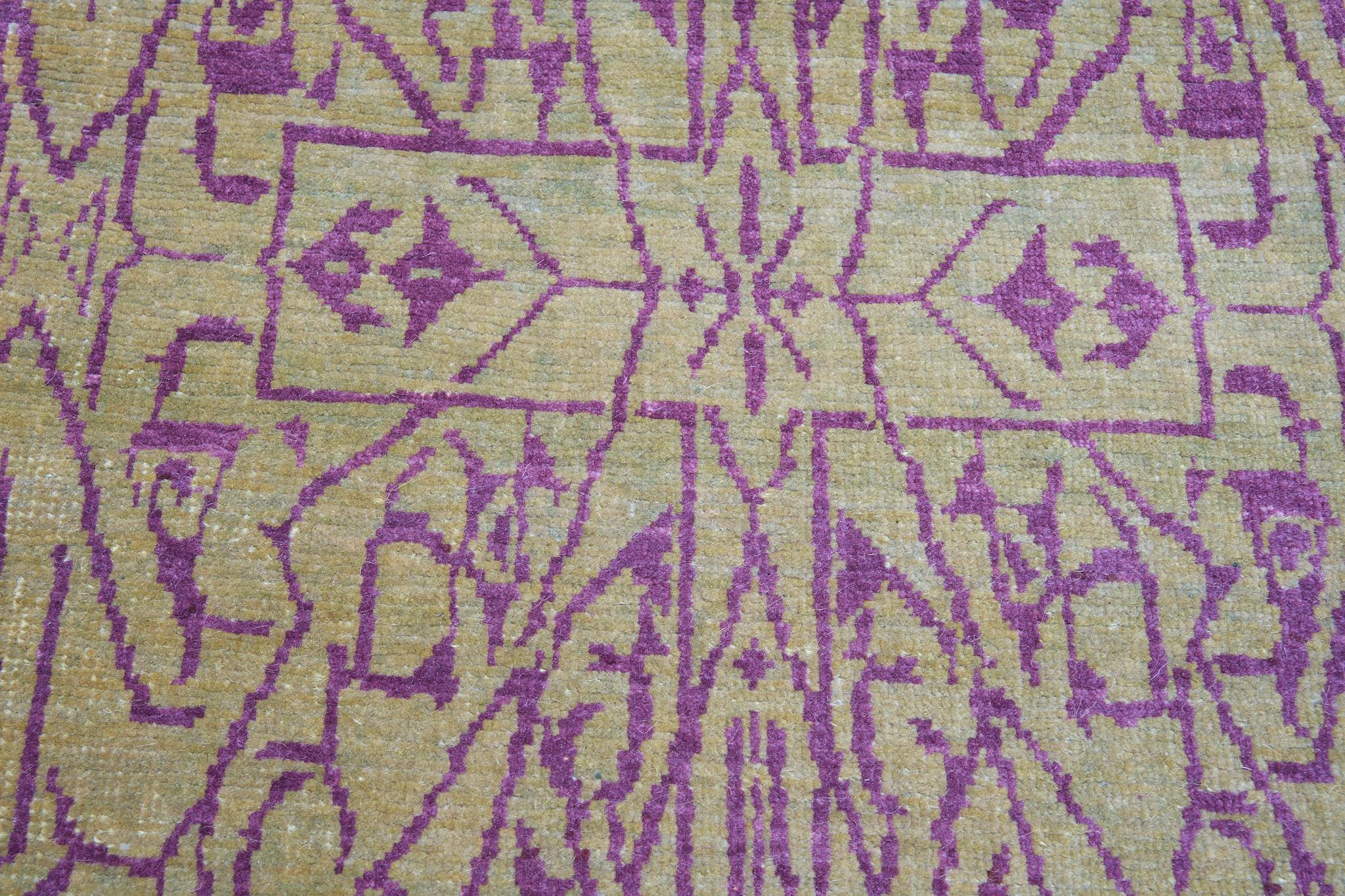 Turkish Ararat Rugs Mamluk Wagireh Rug with Geometric Design Revival Carpet For Sale