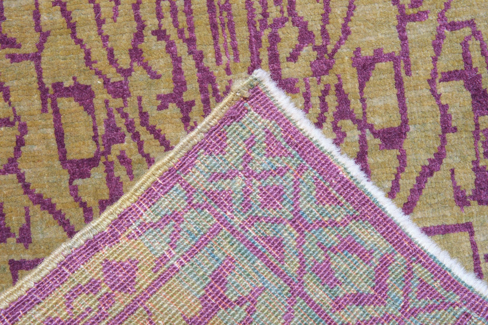 Vegetable Dyed Ararat Rugs Mamluk Wagireh Rug with Geometric Design Revival Carpet  For Sale
