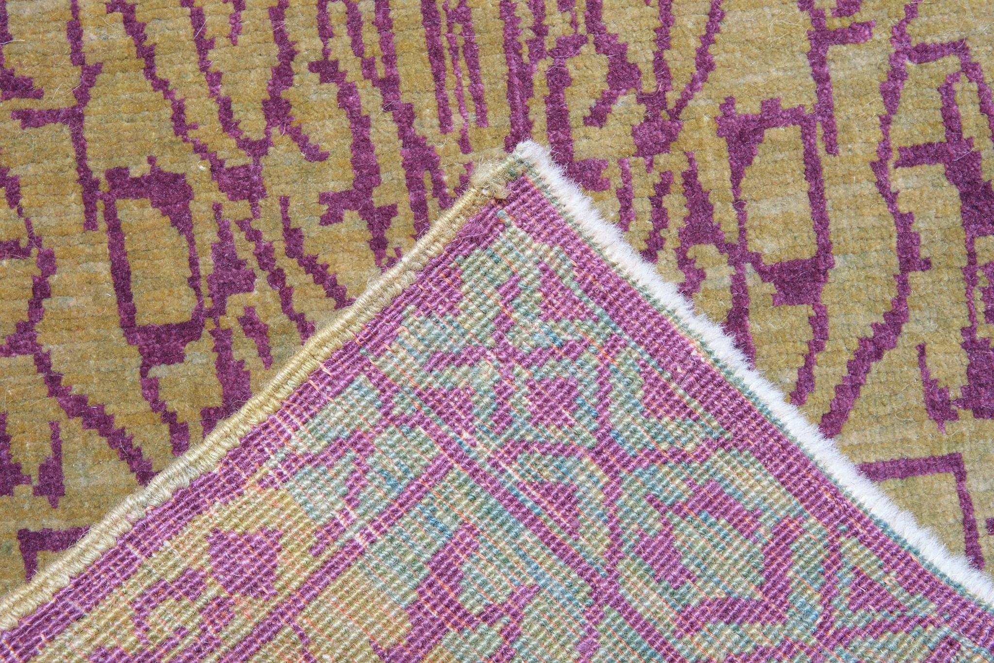 Hand-Knotted Ararat Rugs Mamluk Wagireh Rug with Geometric Design Revival Carpet For Sale