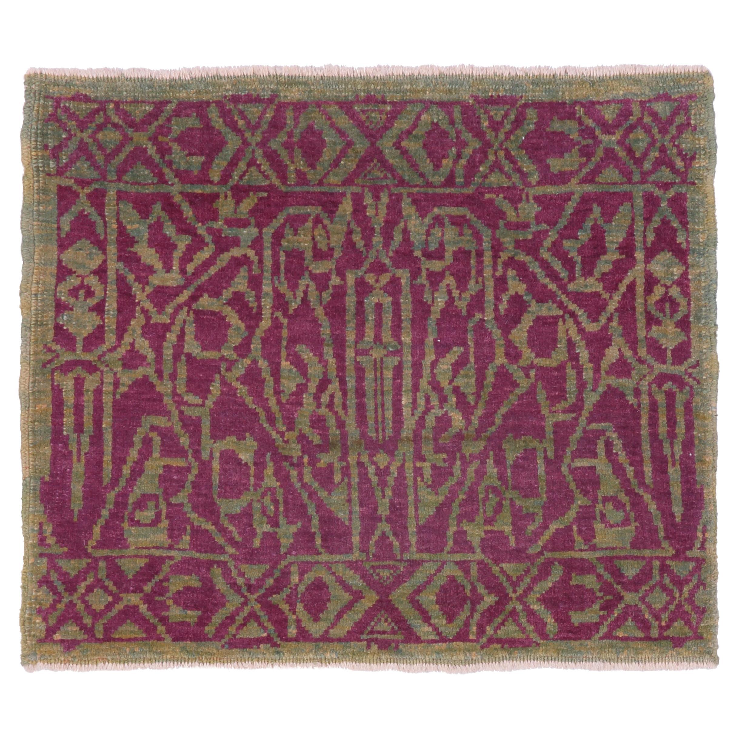 Ararat Rugs Mamluk Wagireh Rug with Geometric Design Revival Carpet Natural Dyed For Sale