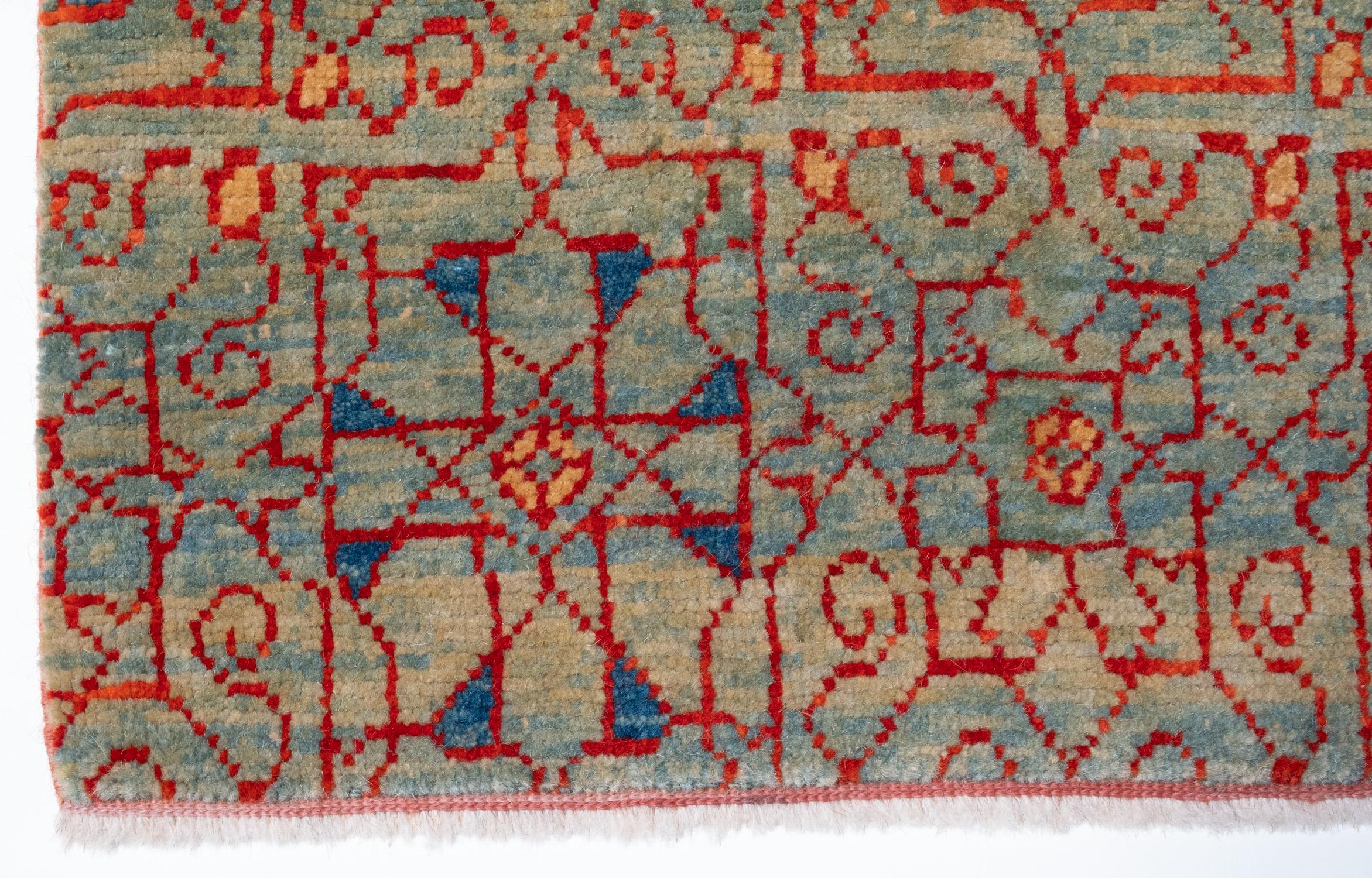 Ararat Rugs Alfombra Mameluca Wagireh con Diseño de Borde Jerrehian Alfombra Egipto Revival Renacimiento en venta