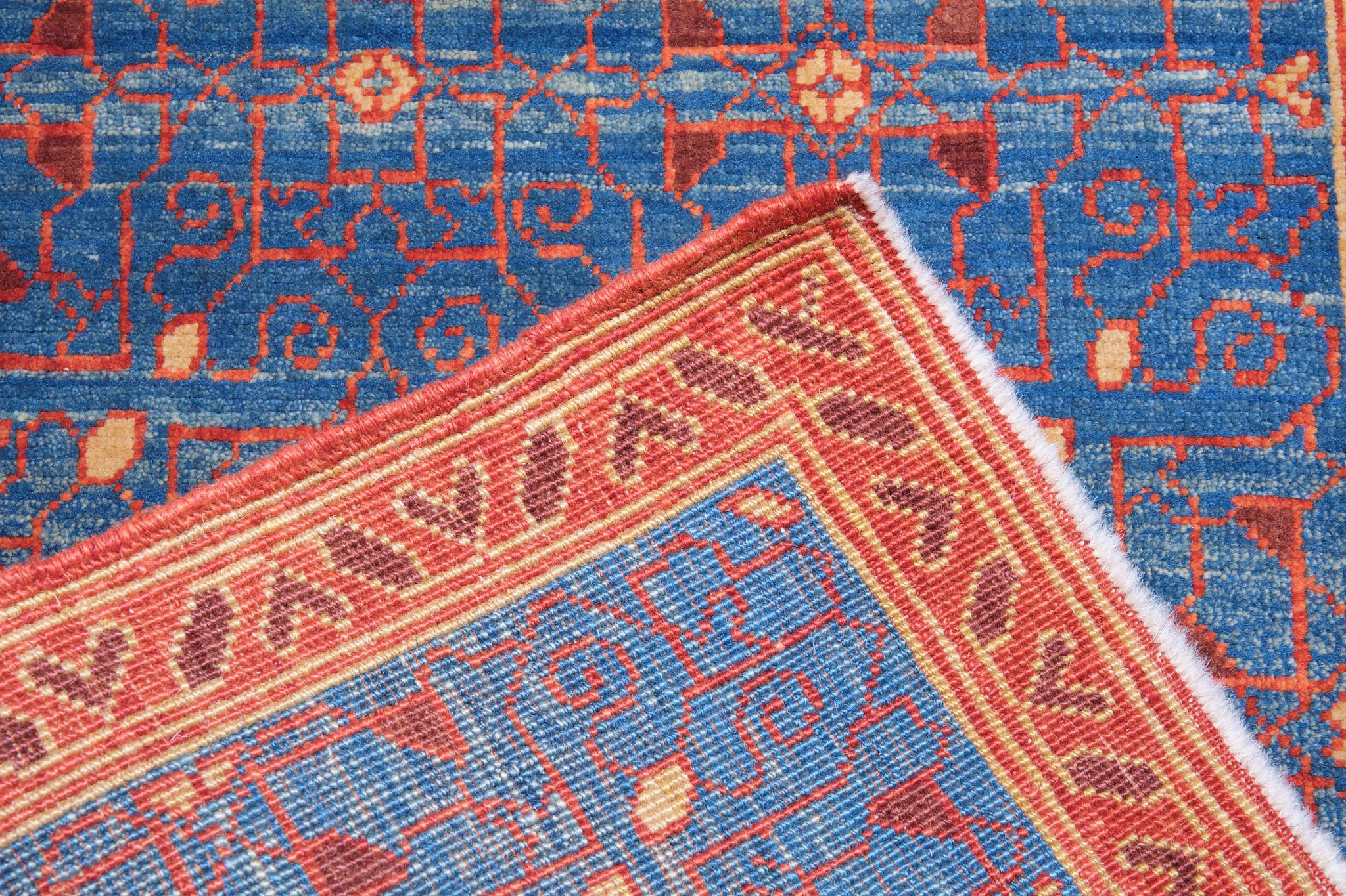 Turkish Ararat Rugs Mamluk Wagireh Rug with Jerrehian Border Design Natural Dyed Carpet For Sale