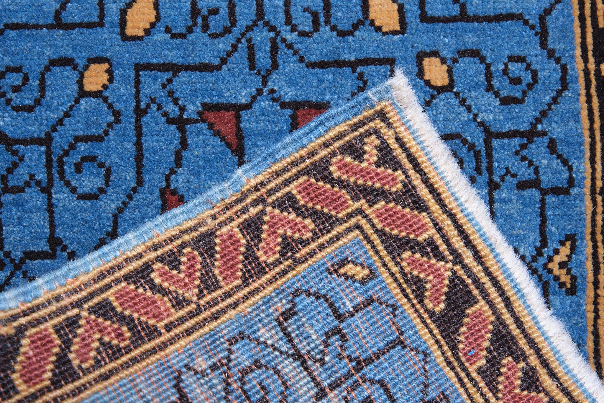 Turkish Ararat Rugs Mamluk Wagireh Rug with Jerrehian Border Design Natural Dyed Carpet For Sale