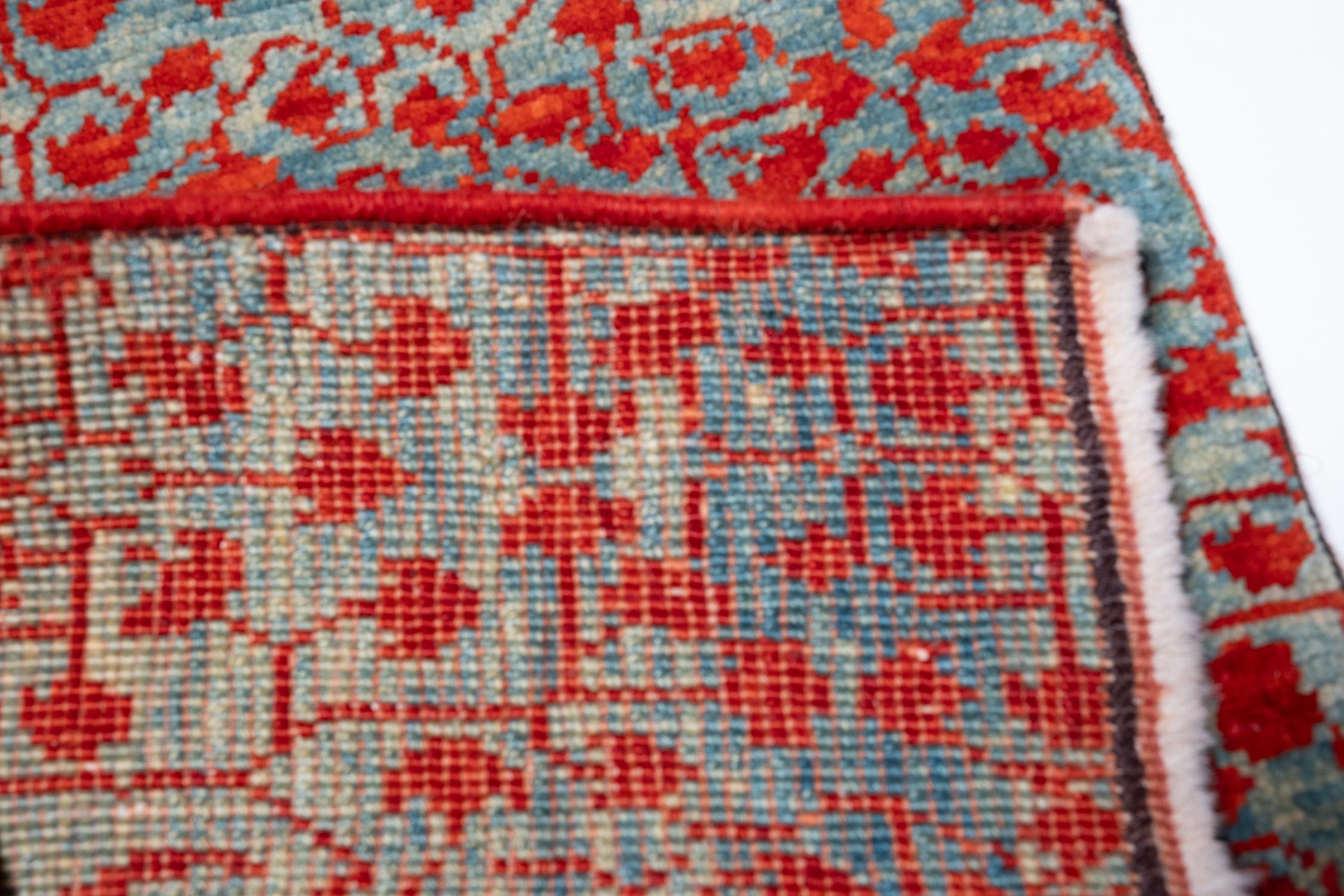Ararat Rugs Alfombra Mamluk Wagireh con diseño de hojas enrejadas Felpudo Alfombra de entrada Anudado a mano