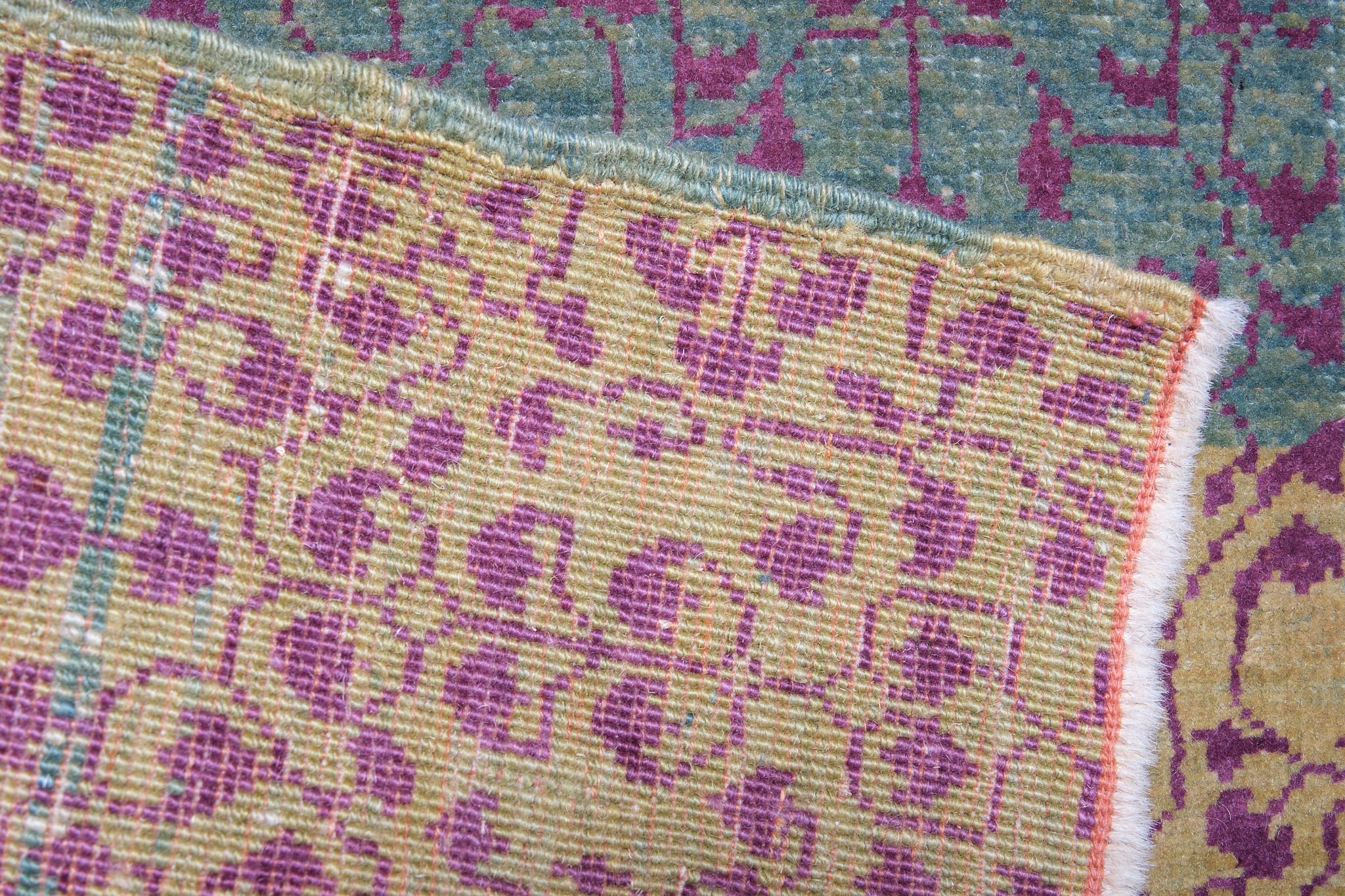 Vegetable Dyed Ararat Rugs Mamluk Wagireh Rug with Leaf Lattice Design, Egypt Revival Carpet For Sale