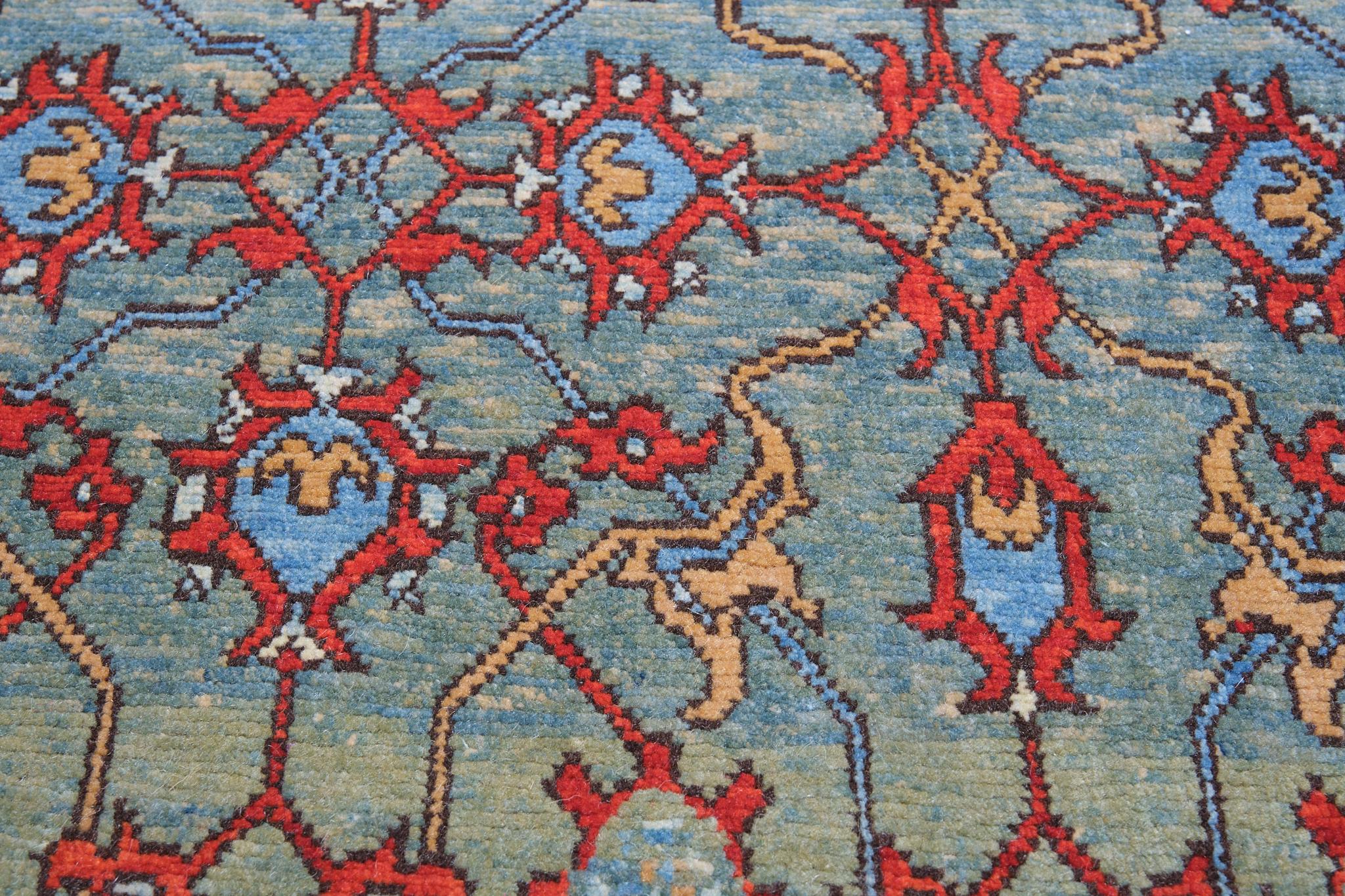 Turkish Ararat Rugs Mamluk Wagireh Rug with Palmette Lattice Revival Carpet Natural Dyed For Sale