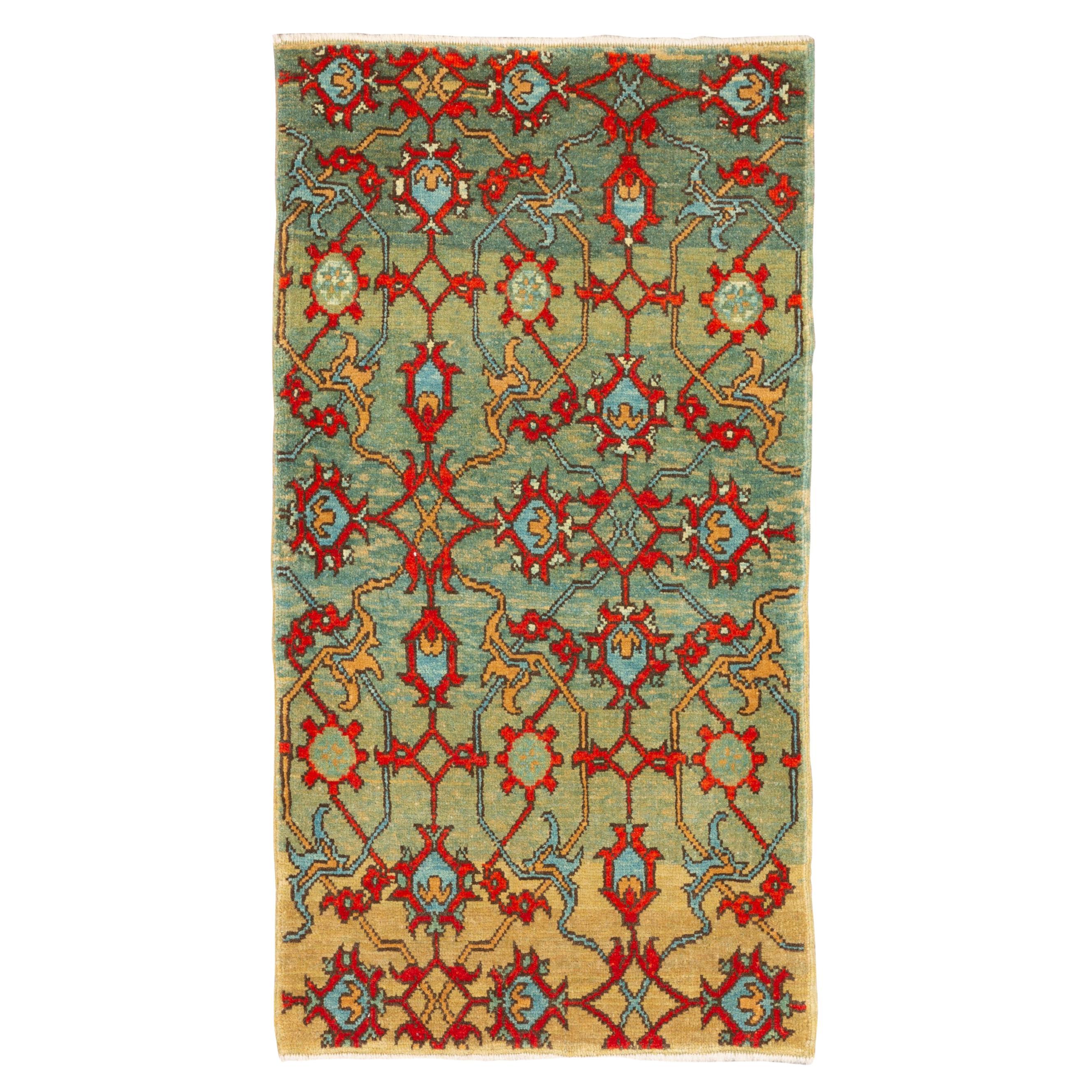 Ararat Rugs Mamluk Wagireh Rug with Palmette Lattice Revival Carpet Natural Dyed For Sale