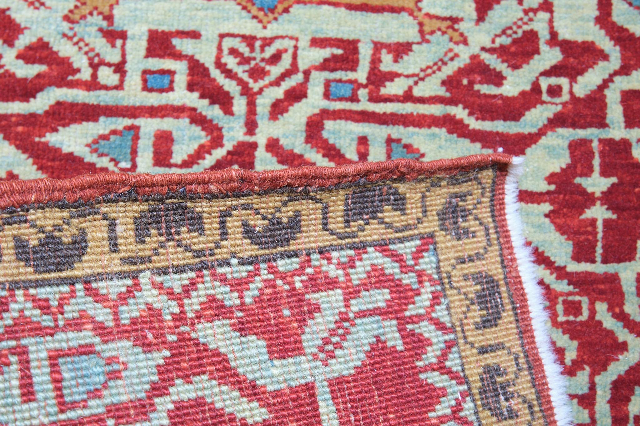 Vegetable Dyed Ararat Rugs Mamluk Wagireh Rug with Two Medallions Revival Carpet Natural Dyed For Sale