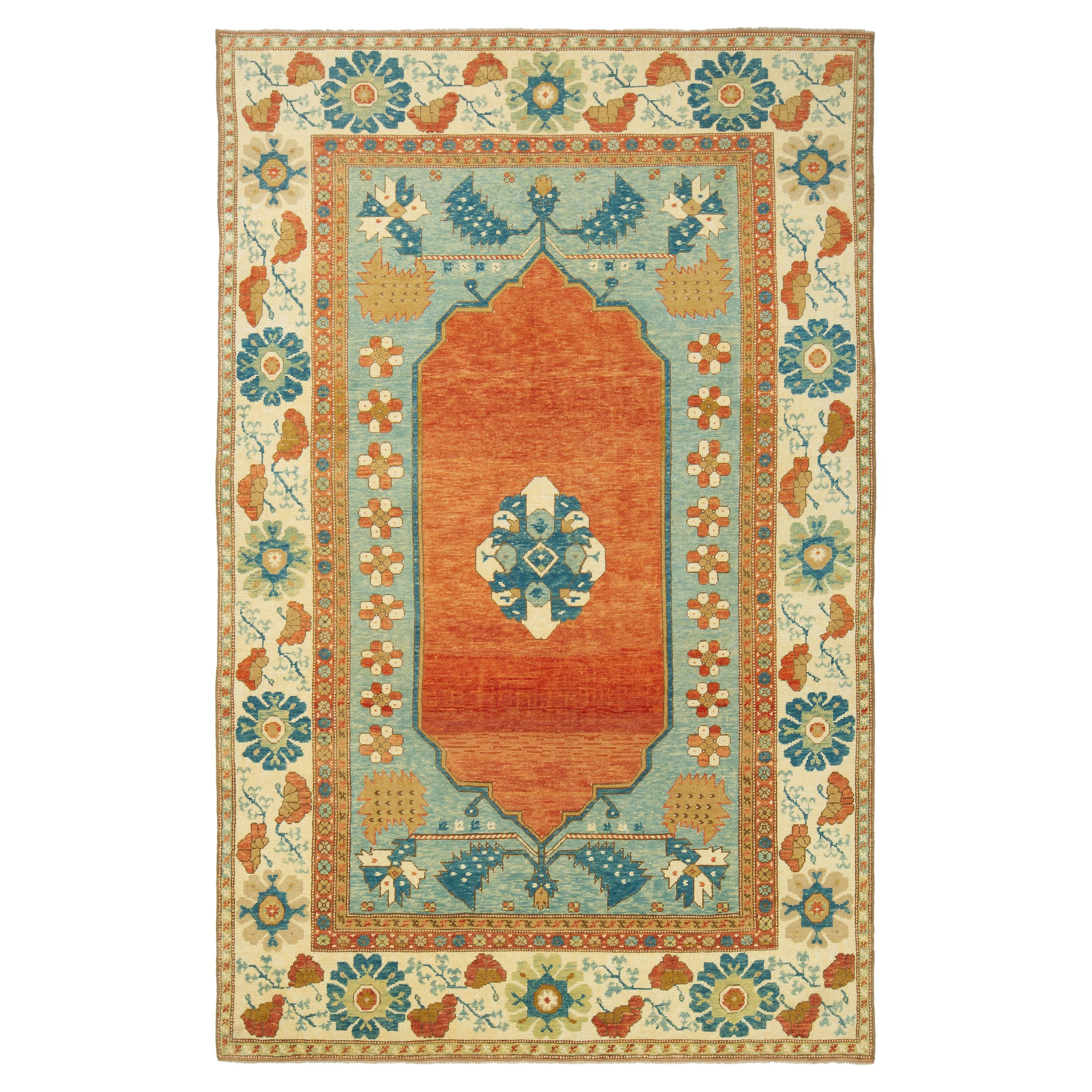 Ararat Rugs Medallion Rug 18th C Anatolian Turkish Revival Carpet Natural Dyed For Sale