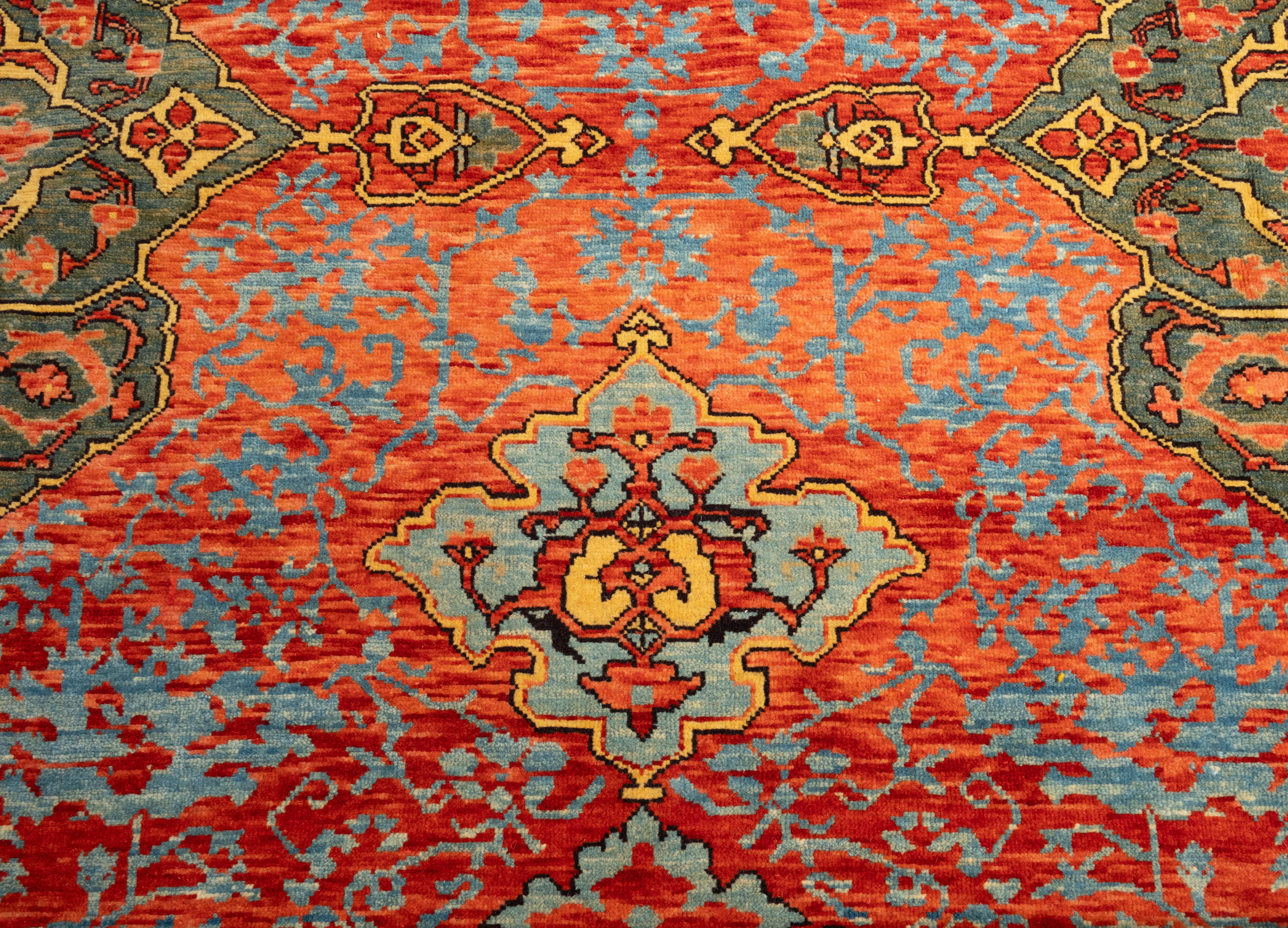 Oushak Ararat Rugs Medallion Ushak Carpet Museum Piece 17th C. Revival Rug Natural Dyed For Sale
