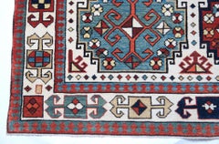 Ararat Rugs Memling Gul Kazak Rug, 19th C. Caucasian Revival Carpet Natural Dyed