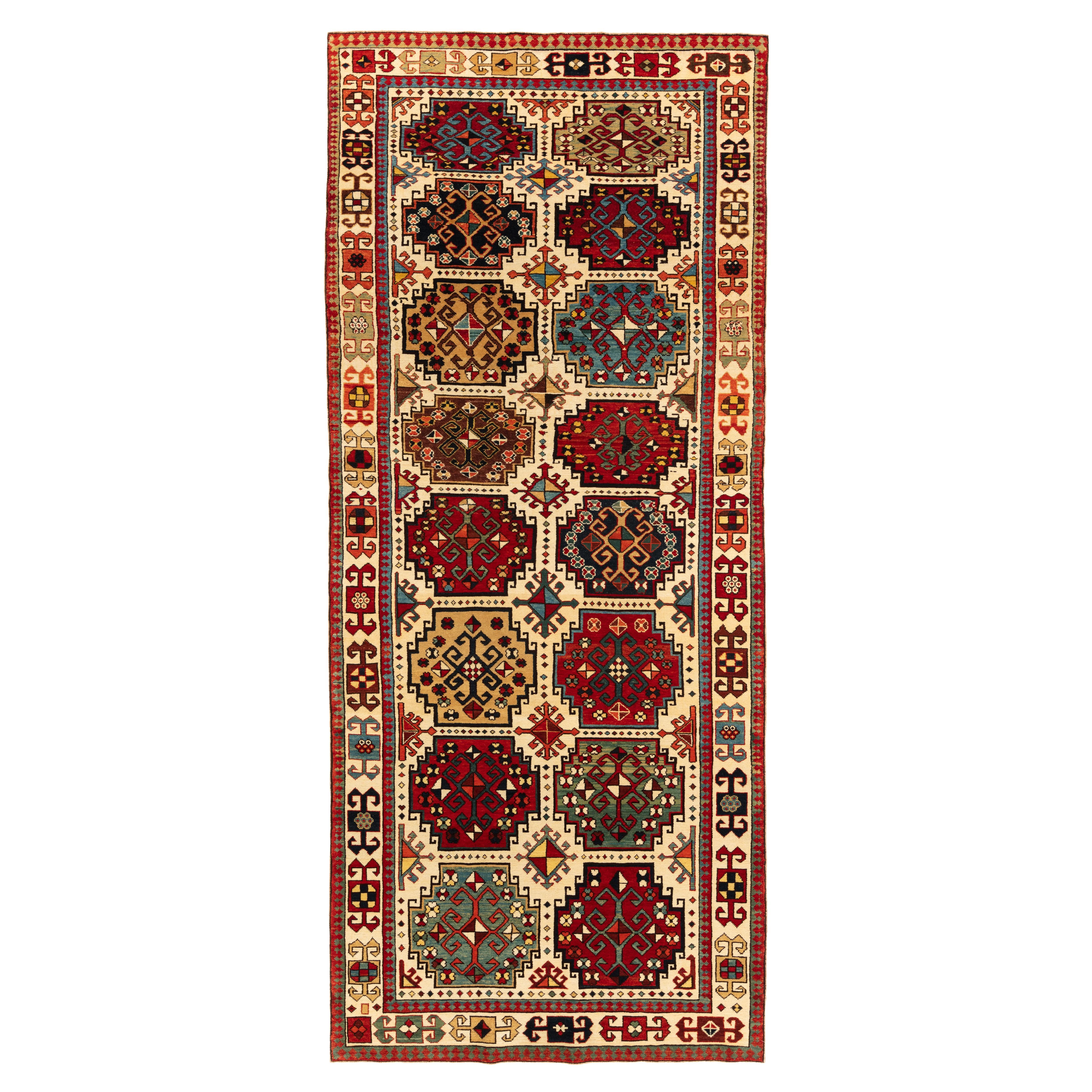 Ararat Rugs Memling Gul Kazak Rug, 19th C. Caucasian Revival Carpet Natural Dyed For Sale