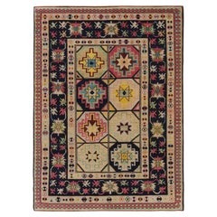 Tapis Ararat Memling Gul Kazak, tapis néo-caucasien du 19ème siècle teinté naturel