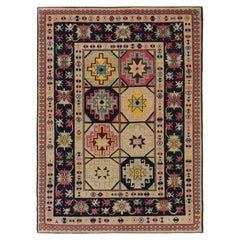 Ararat Rugs Memling Gul Kazak Rug, 19th C. Caucasian Revival Carpet Natural Dyed