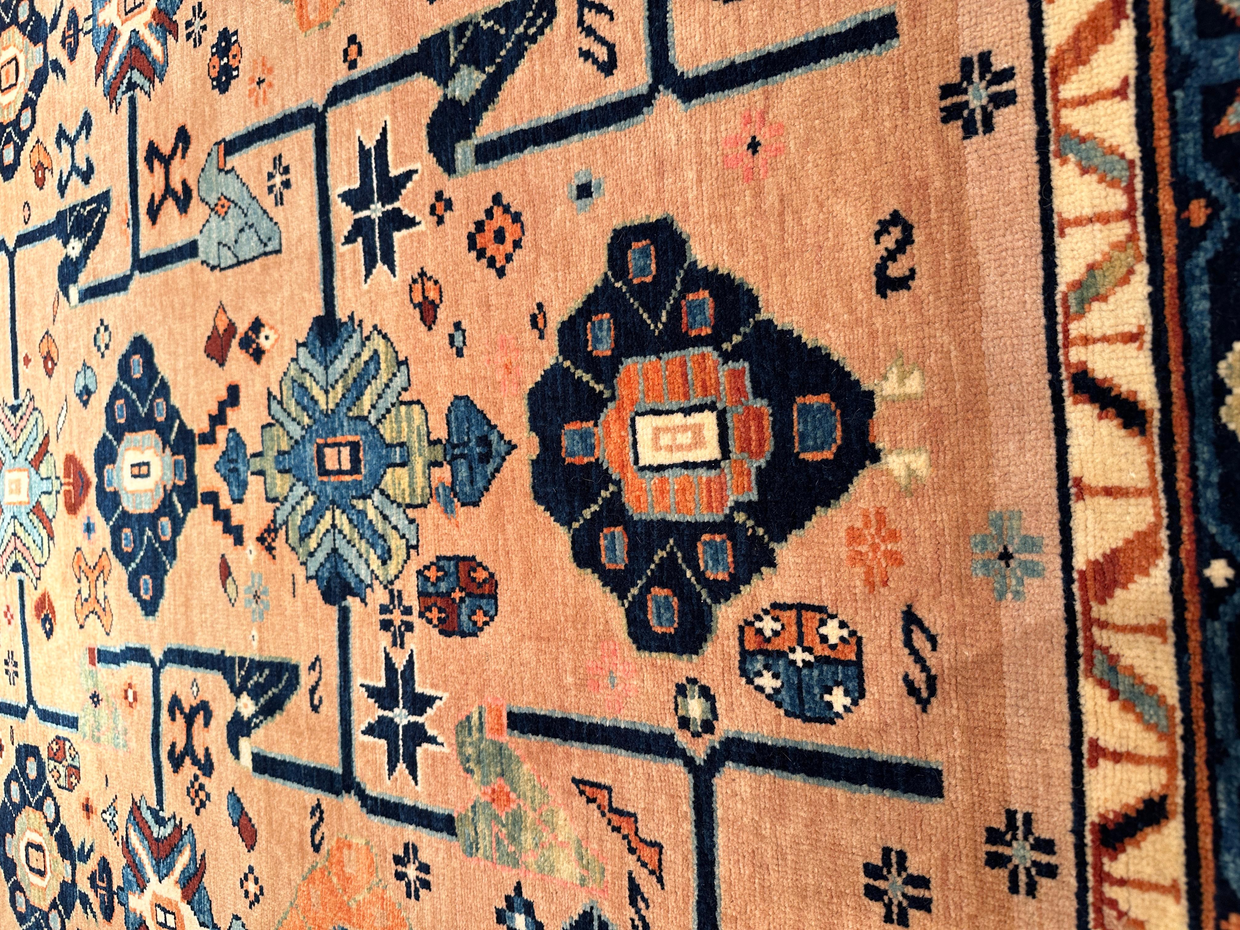 The source of the rug comes from the book Oriental Rugs Volume 1 Caucasian, Ian Bennett, Oriental Textile Press, Aberdeen 1993, nr.250-251. This is a floral composition lattice rug from the late 19th century, Karabakh region, Caucasus area. This