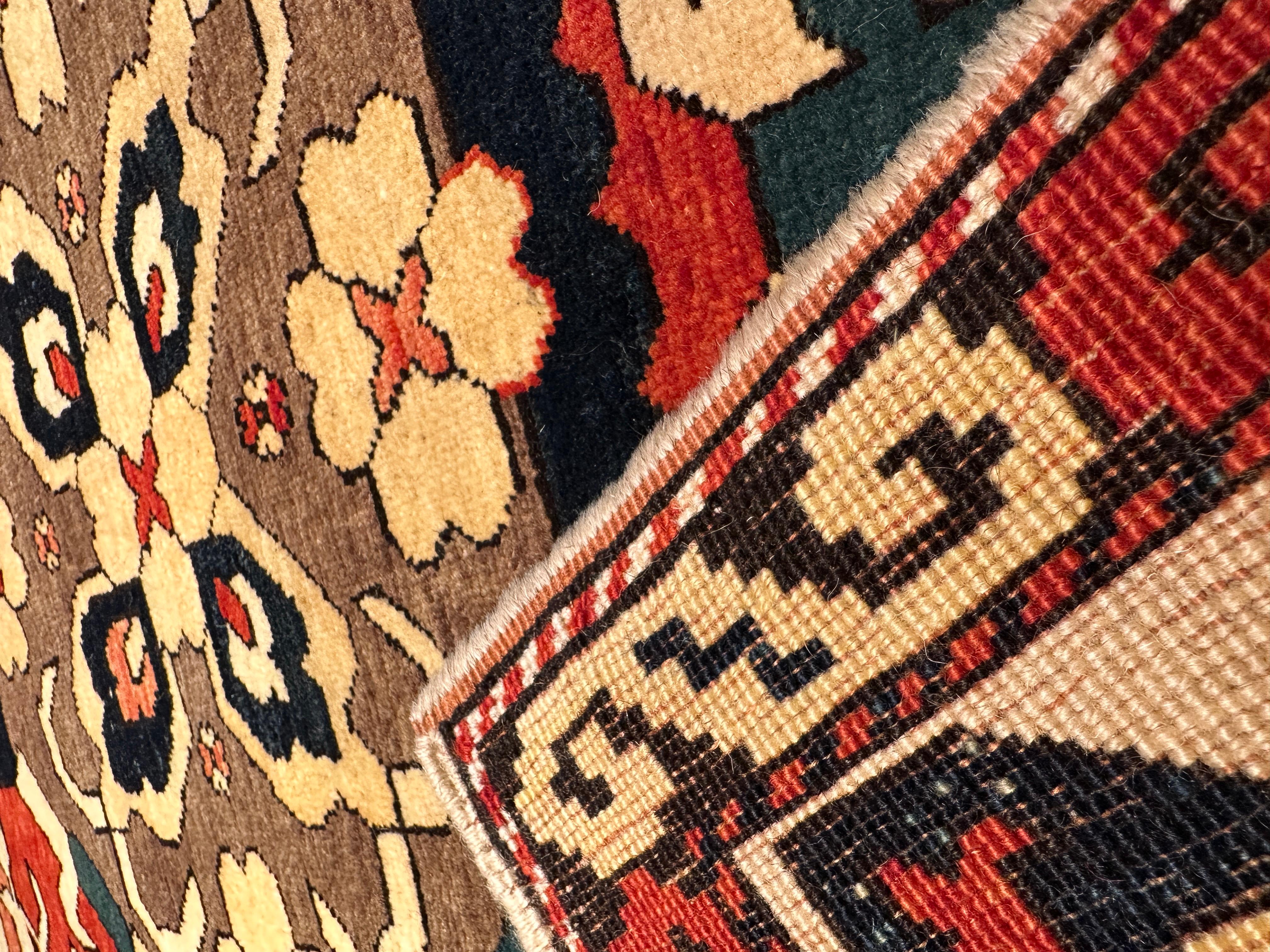 Turkish Ararat Rugs Chelaberd Karabakh Rug 19th C. Caucasian Revival Carpet Natural Dyed For Sale