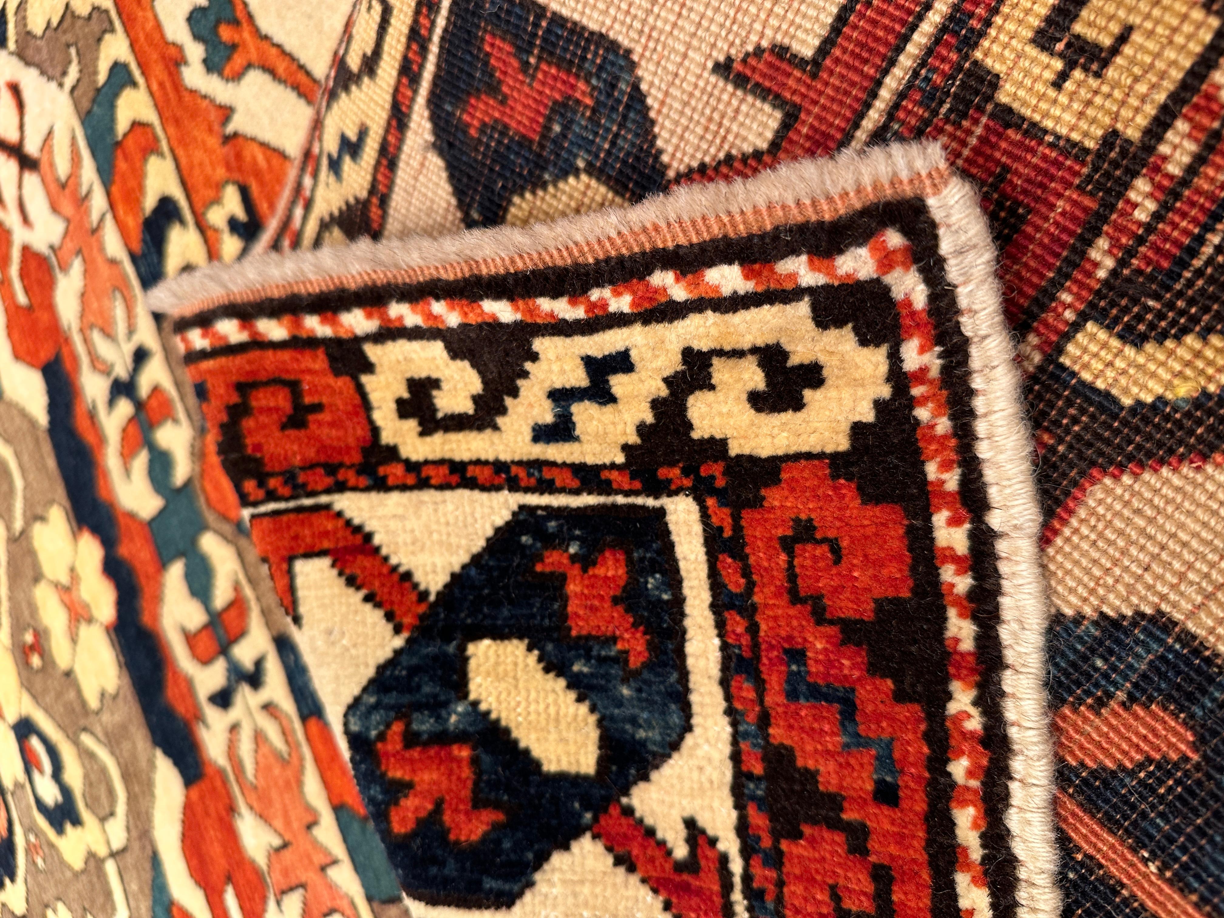 Vegetable Dyed Ararat Rugs Chelaberd Karabakh Rug 19th C. Caucasian Revival Carpet Natural Dyed For Sale