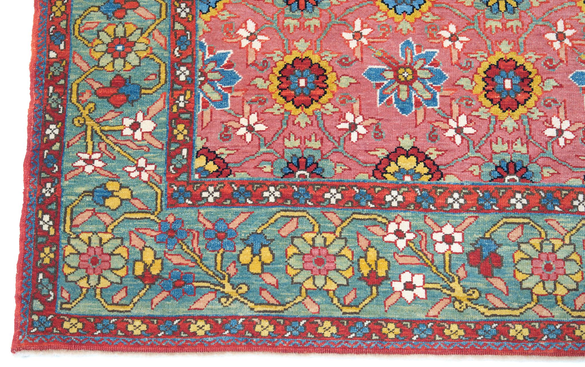 Vegetable Dyed Ararat Rugs Mina Khani Rug, 19th Century Persian Revival Carpet, Natural Dyed For Sale