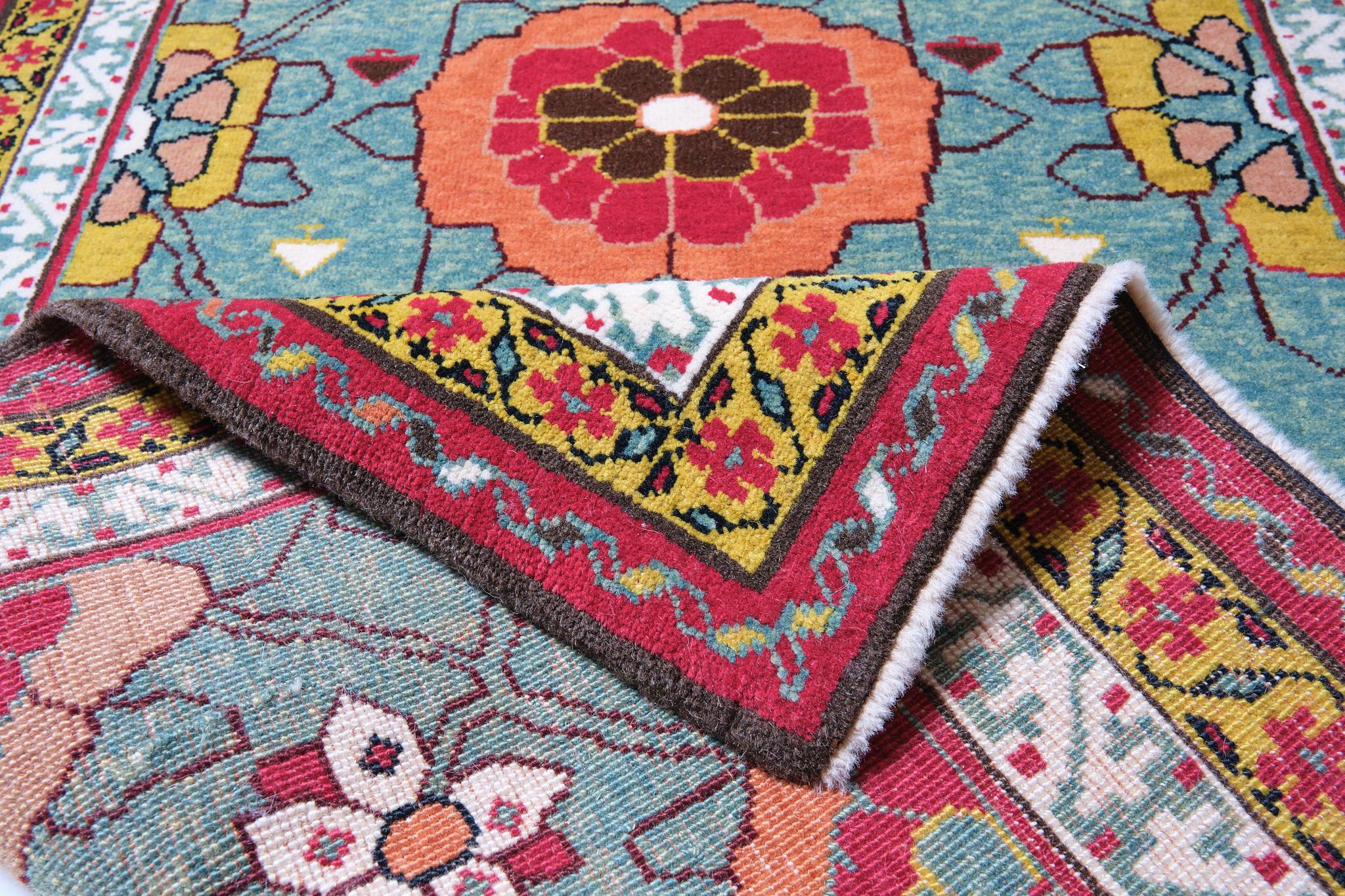 Turkish Ararat Rugs Mina Khani Rug, 19th Century Persian Revival Carpet, Natural Dyed For Sale